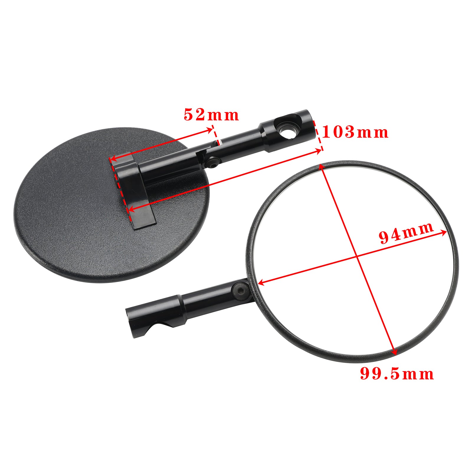 PAR DE ESPEJOS DE MANILLAR REDONDOS NEGROS SUPERBIKE SUPERMOTO ESPEJO DE FINAL DE BARRA M8 M10