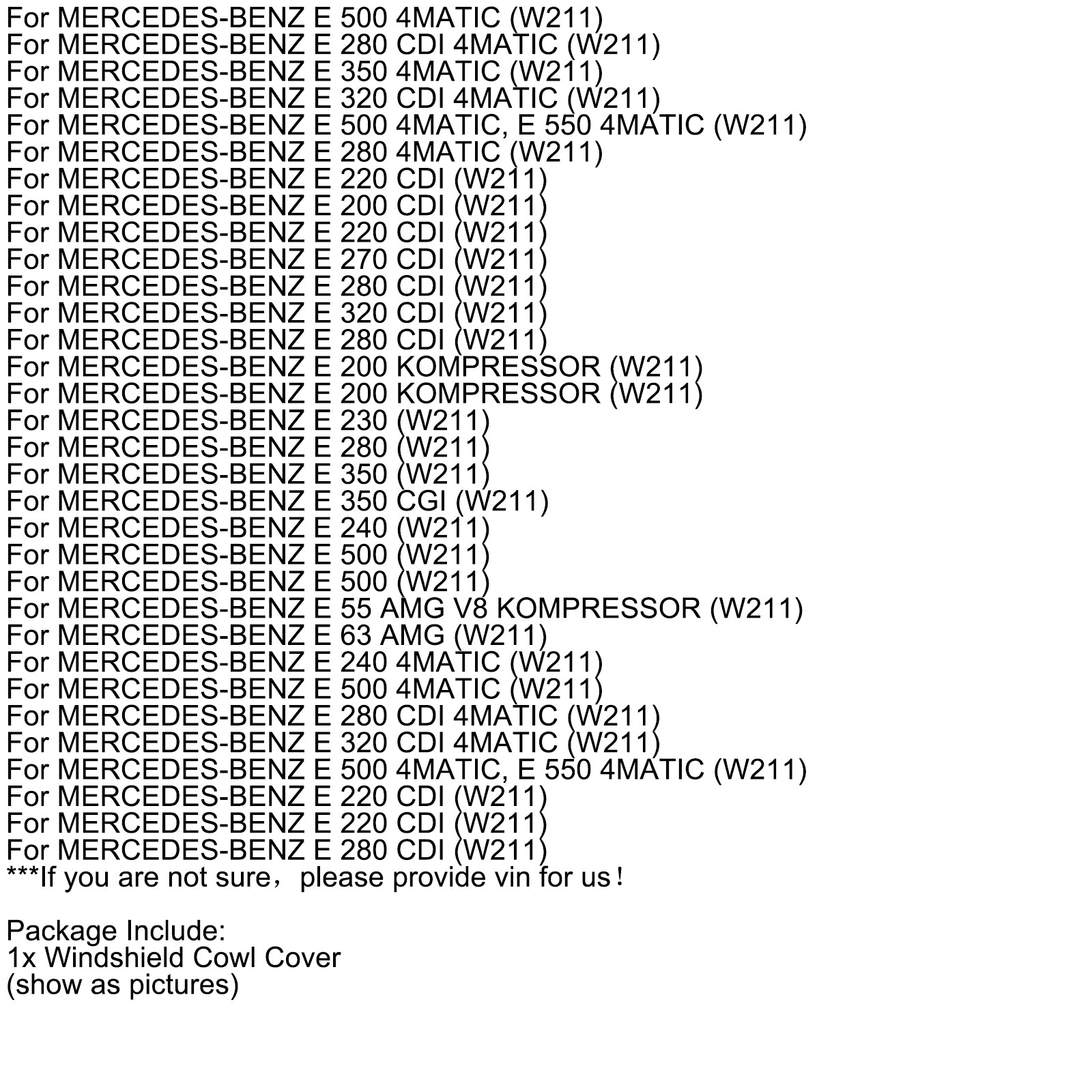 Capa de para-brisa 2118300513 para Mercedes Benz W211