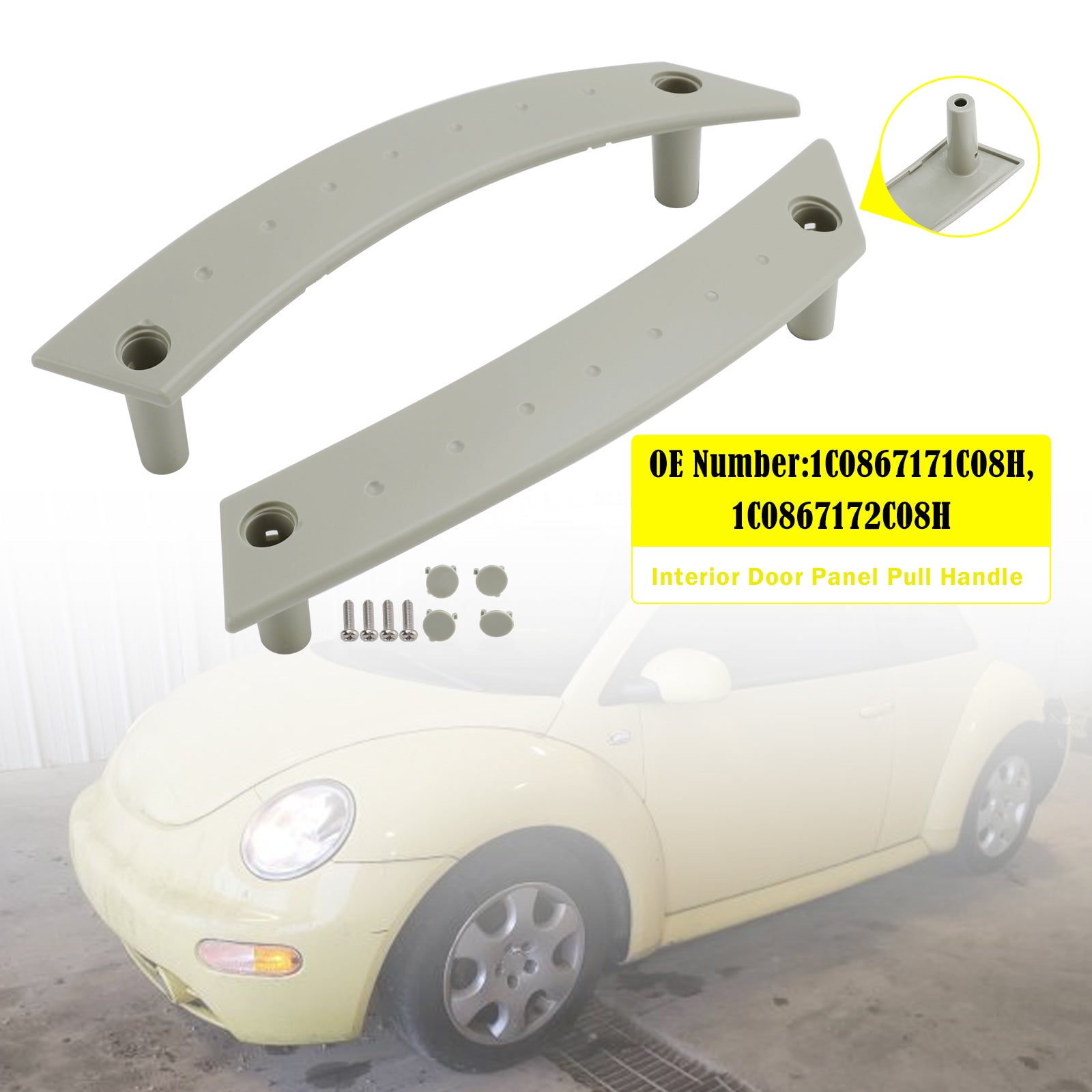 Pair Interior Door Panel Pull Handle Repair Kit Tan For VW Beetle 2000-2010