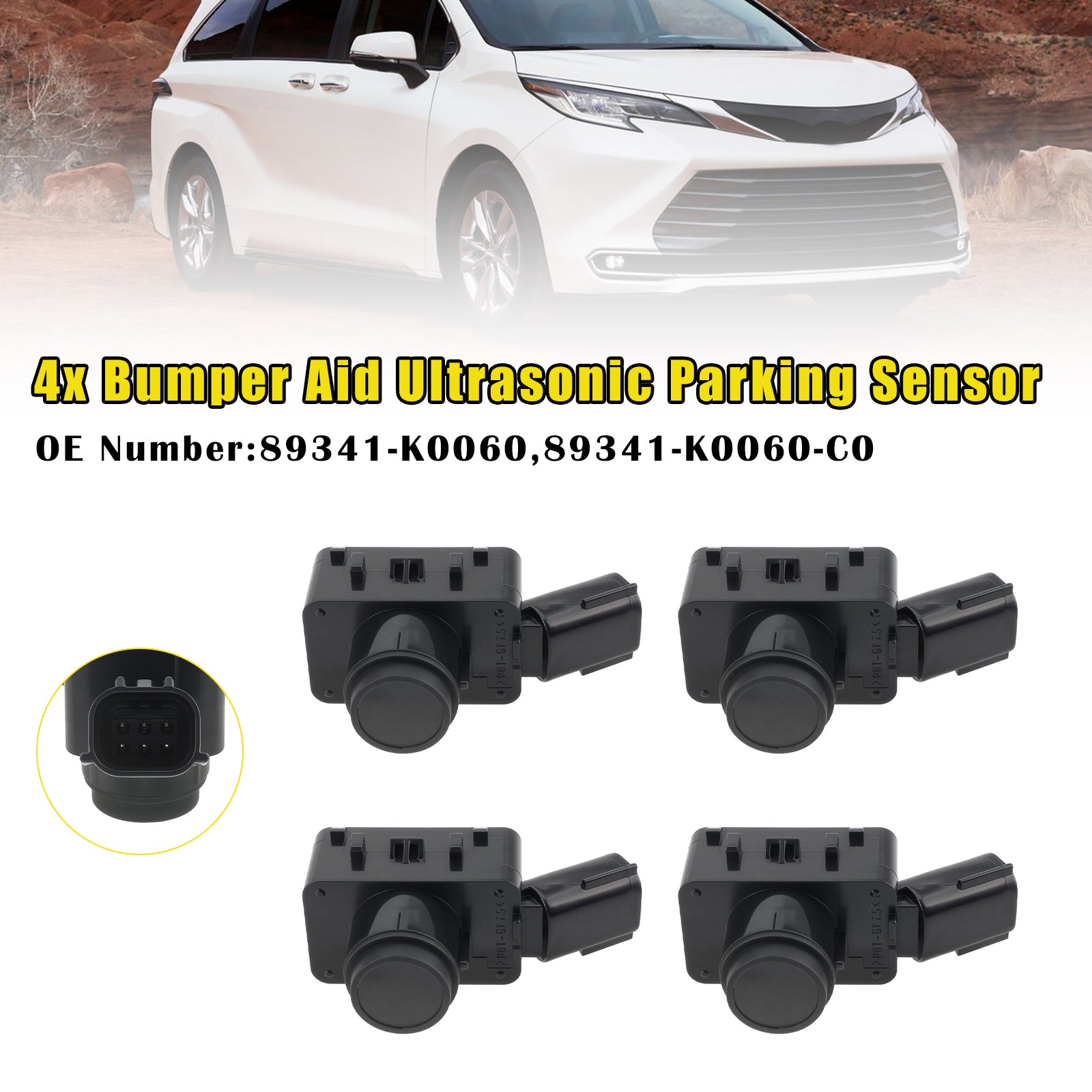 4x Bumper Aid Ultrasonic Parking Sensor 89341-K0060 For Toyota Camry Sienna Venza 2021