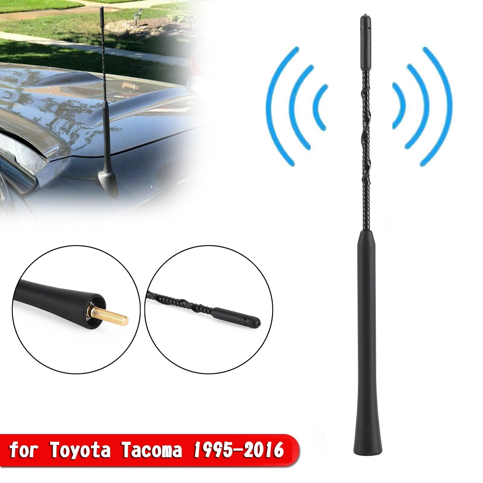 11"Tums svart antennmast AM/FM för Toyota Tacoma 1995-2016