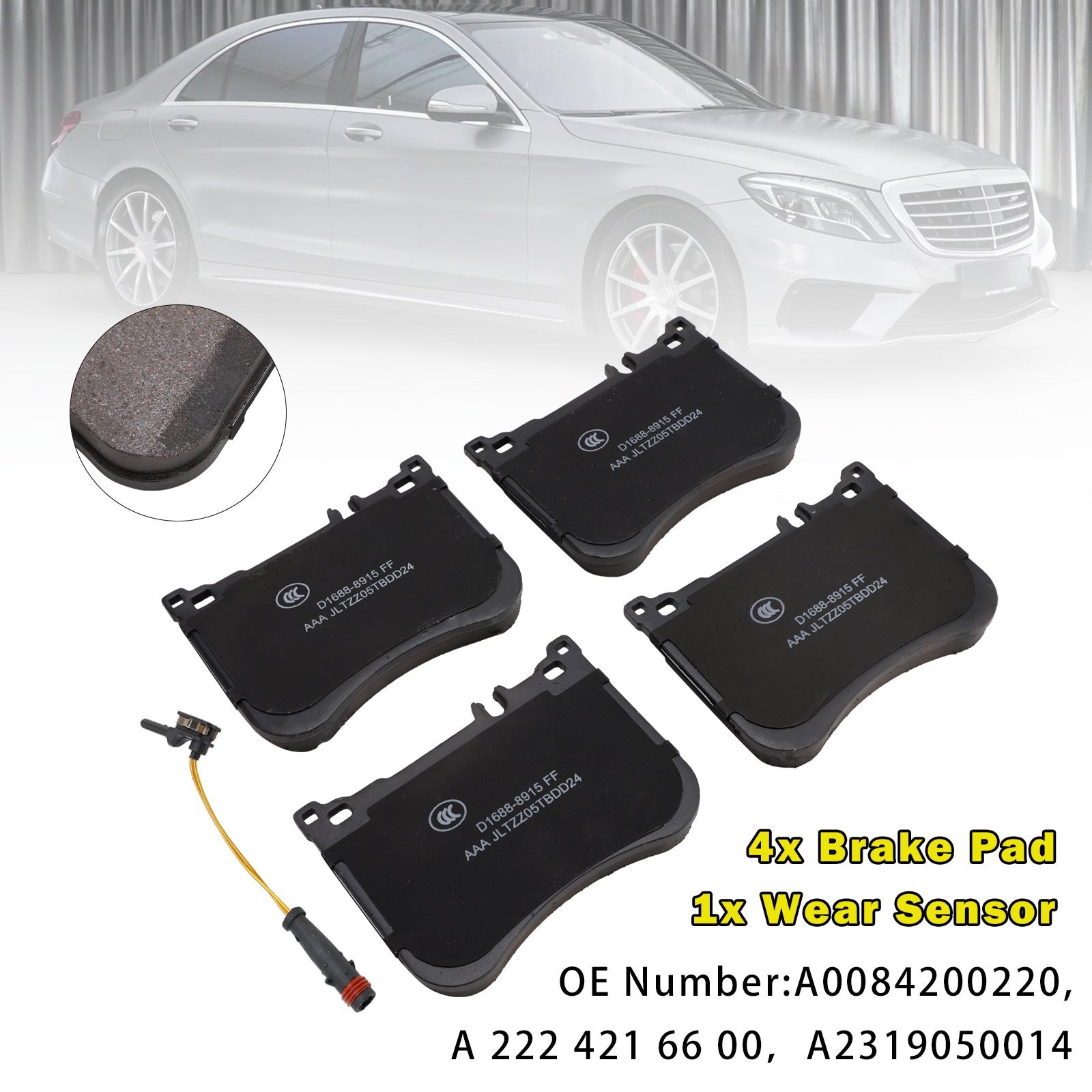 A22242166 00 Front Brake Pads With Wear Sensor For Mercedes-Benz W222 S-Class AMG Lines Excluding S500 & S63
