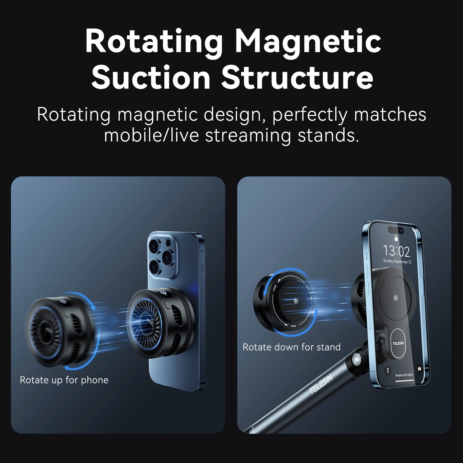 Téléphone mobile diffusé en direct de radiateur de charge sans fil semi-conducteur magnétique
