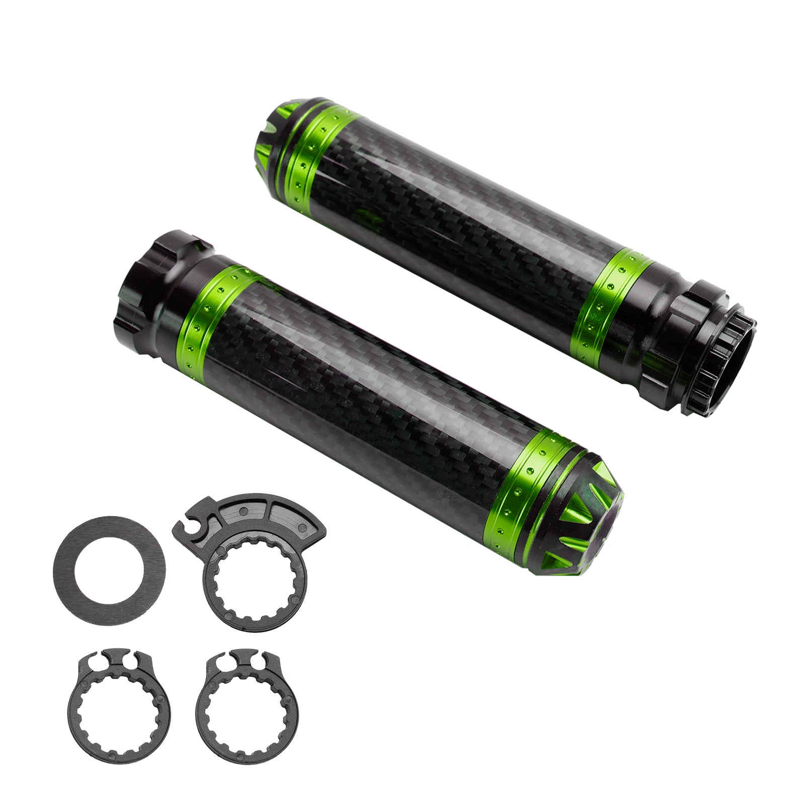 7/8"/22mm Motorfiets Stuur Handgrepen Carbon Universeel Groen Voor Motorfiets Zilver