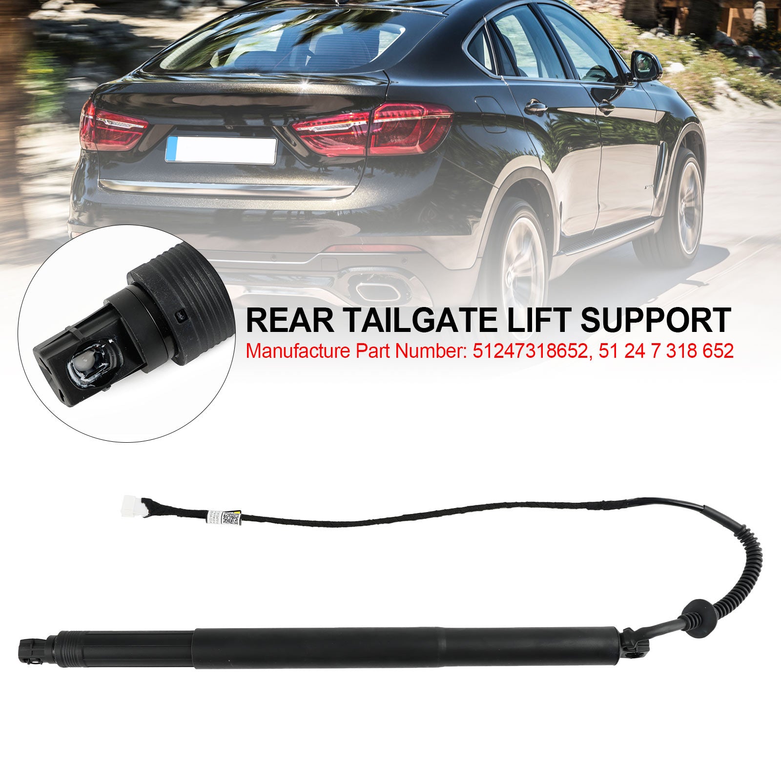 Support de levage électrique pour hayon arrière droit, 51247318652, pour BMW X6 F16 F86 2014 – 2019