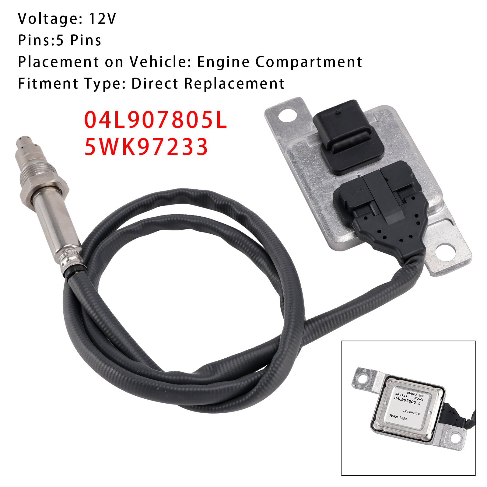 Nox Sensor For Audi Q3 VW Tiguan Sharan Alhambra 04L907805L 5WK97233