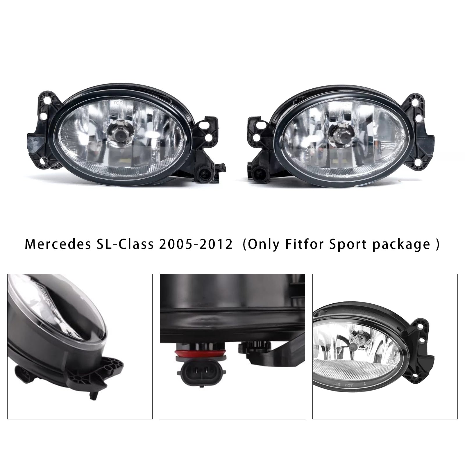 Par de luces antiniebla delanteras Mercedes Clase C 2008-2009 con bombillas A1698201556 A1698201656