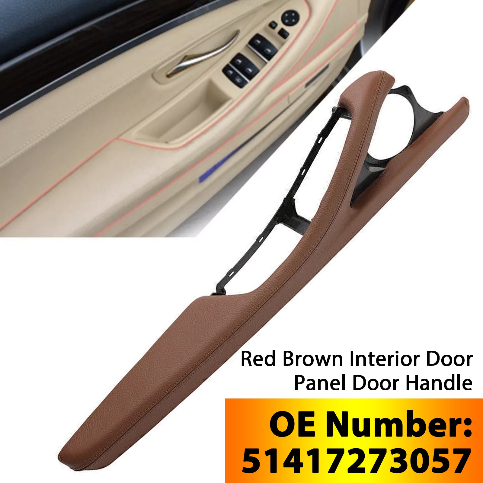 1x Interior Door Panel Door Handle Red Brown for BMW 5 Series F11 F10 F18 2010-2016