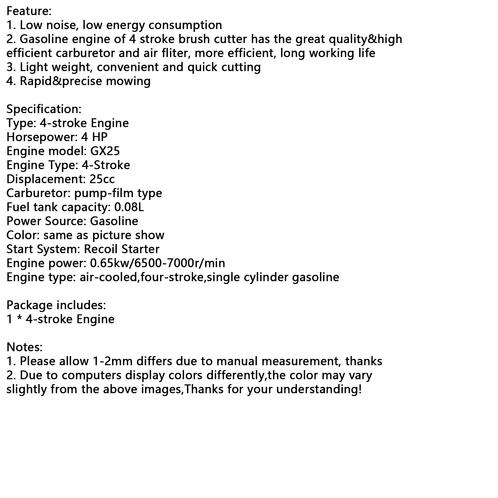 25 ccm 4-stokový motor 4 údery buriny jedla Eater Motor kosačky Cutter Fit GX25
