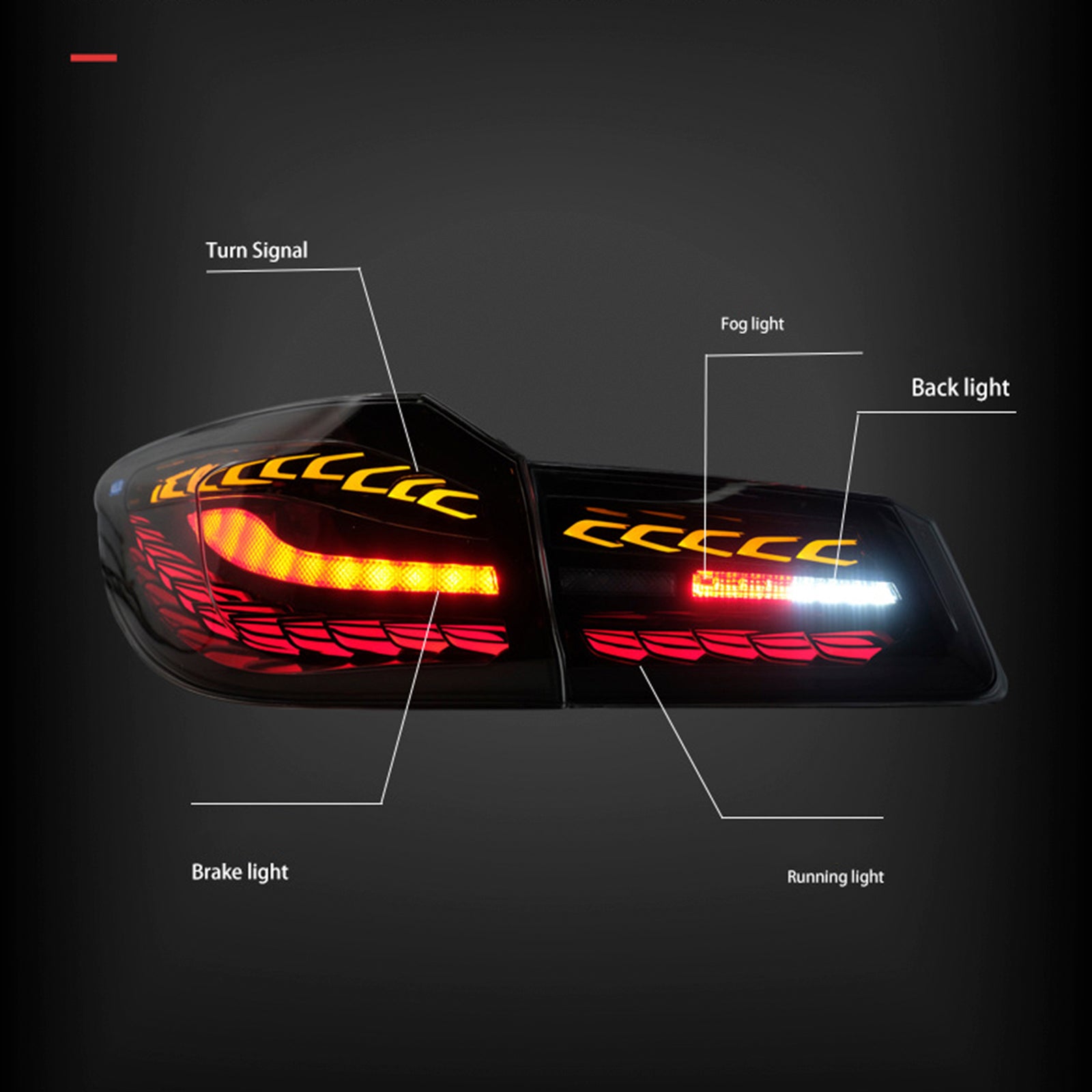 BMW 5 G30 G38 L, rok výroby 2018 – 2020&Zostava zadných LED svetiel R s dymovými farbami 63217376469 63217376470