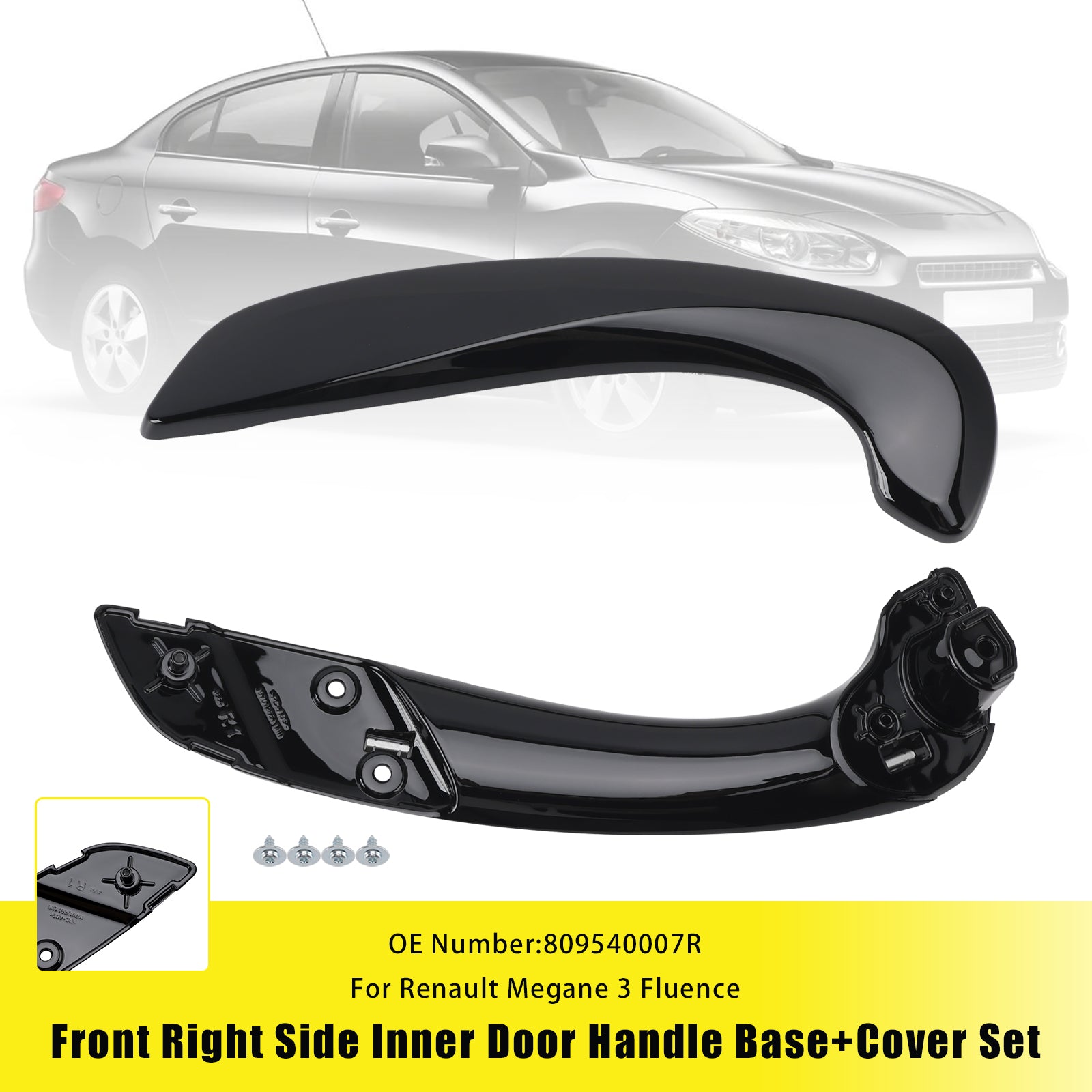 2008-2016 Renault Megane 3 Front Right Side Inner Door Handle Base+Cover Set 809540007R