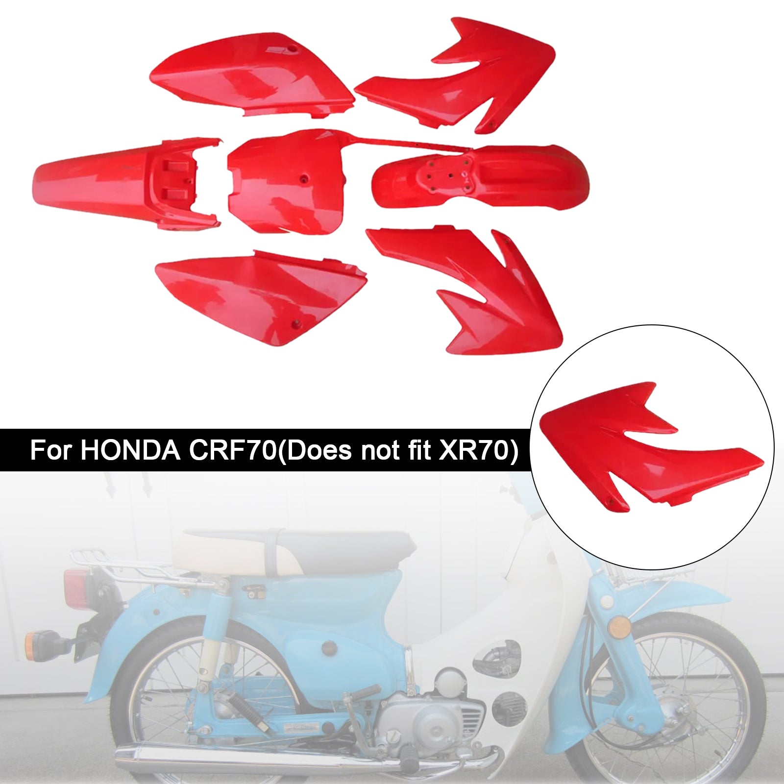 Honda CRF70 Dirt Bike Body Body Plastic Plastic Fender Faquing