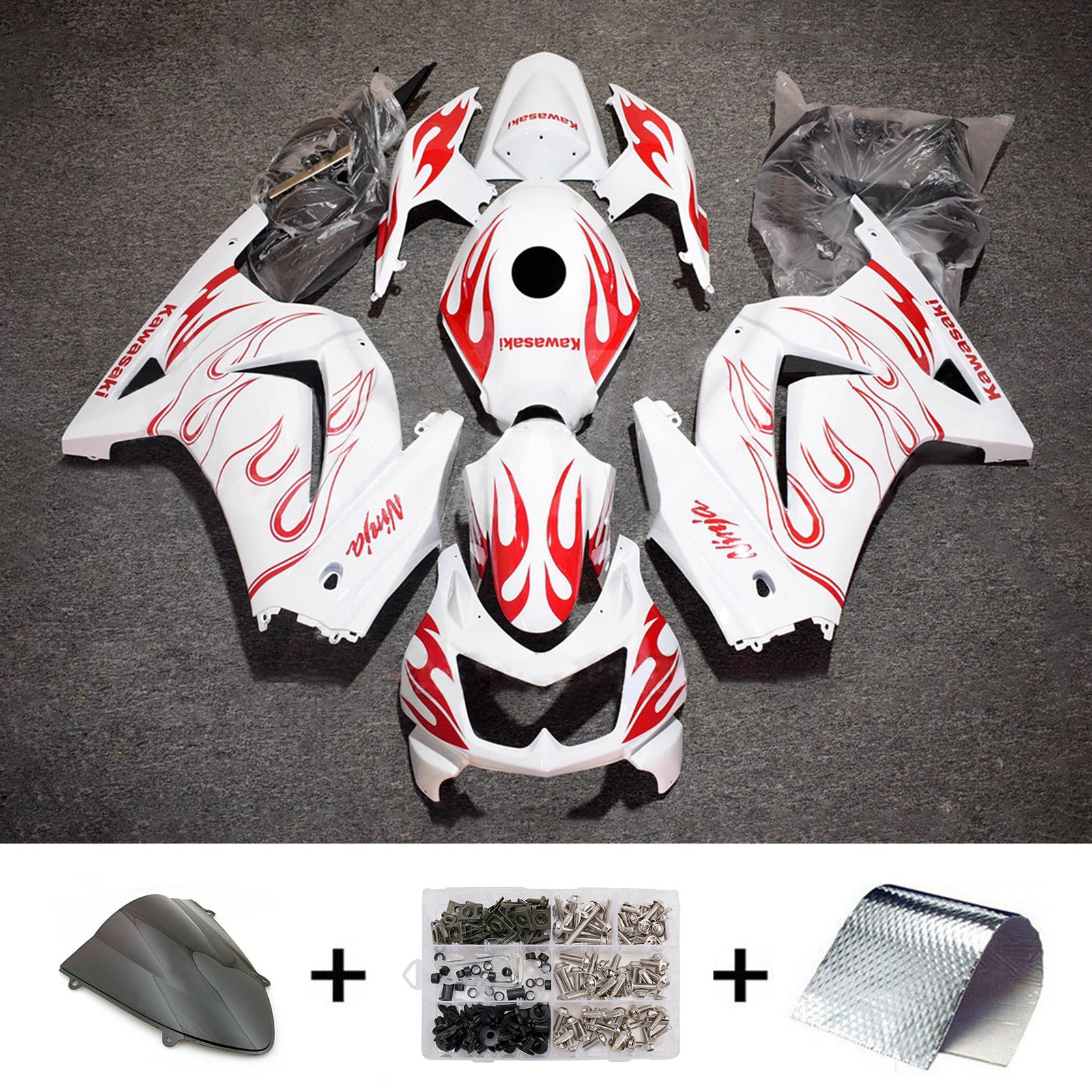 Kit carena iniezione carrozzeria in plastica ABS adatta per Kawasaki EX250 Ninja250R 2008-2012