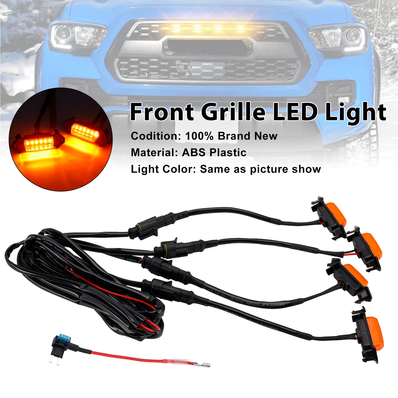 2016-2023 Toyota Tacoma gul lins bärnstensfärgad ljus frontgaller LED-ljussats PT228-35170