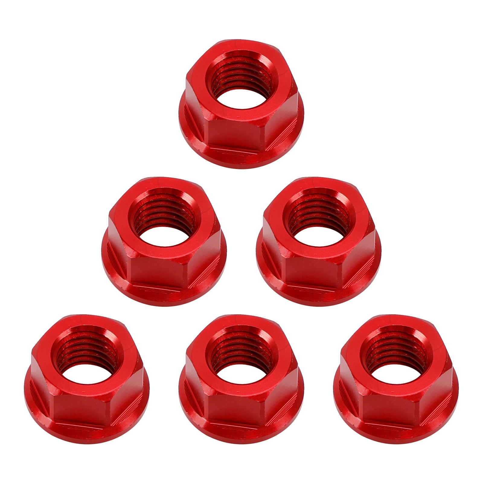 6 Pack Aluminum Rear Sprocket Flange Nuts M10X1.5mm Red For Motorcycle Bike