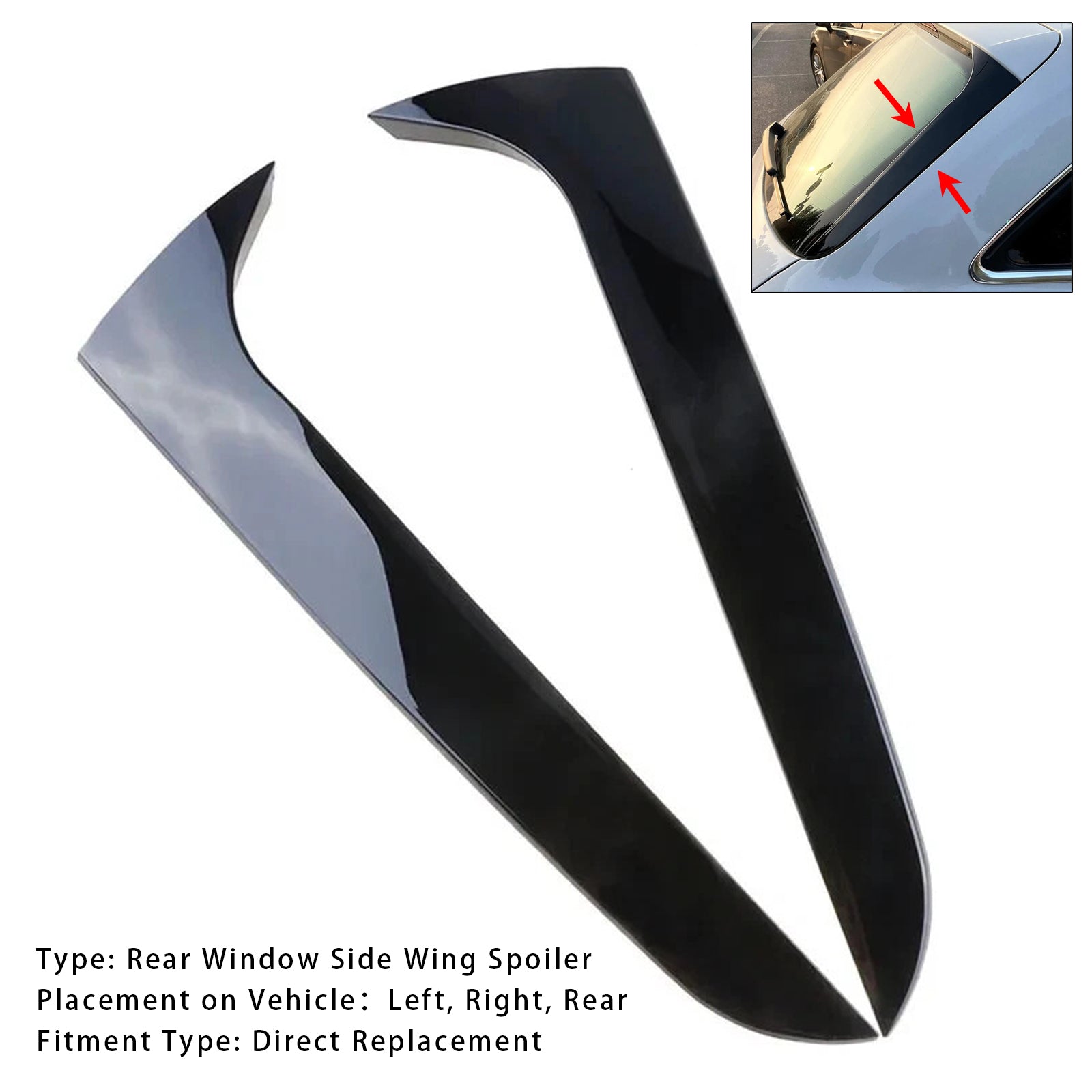 2009-2016 Audi A4 B8 Avant Gloss Black Pair Rear Window Side Wing Spoiler