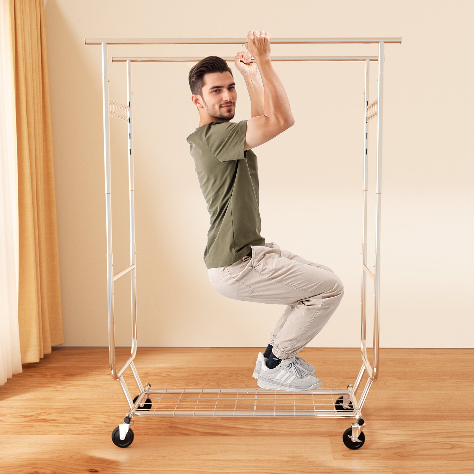 660lbs Clothing Racks with Wheels Heavy Duty Clothes Rack Metal Clothes Storage Portable Closet