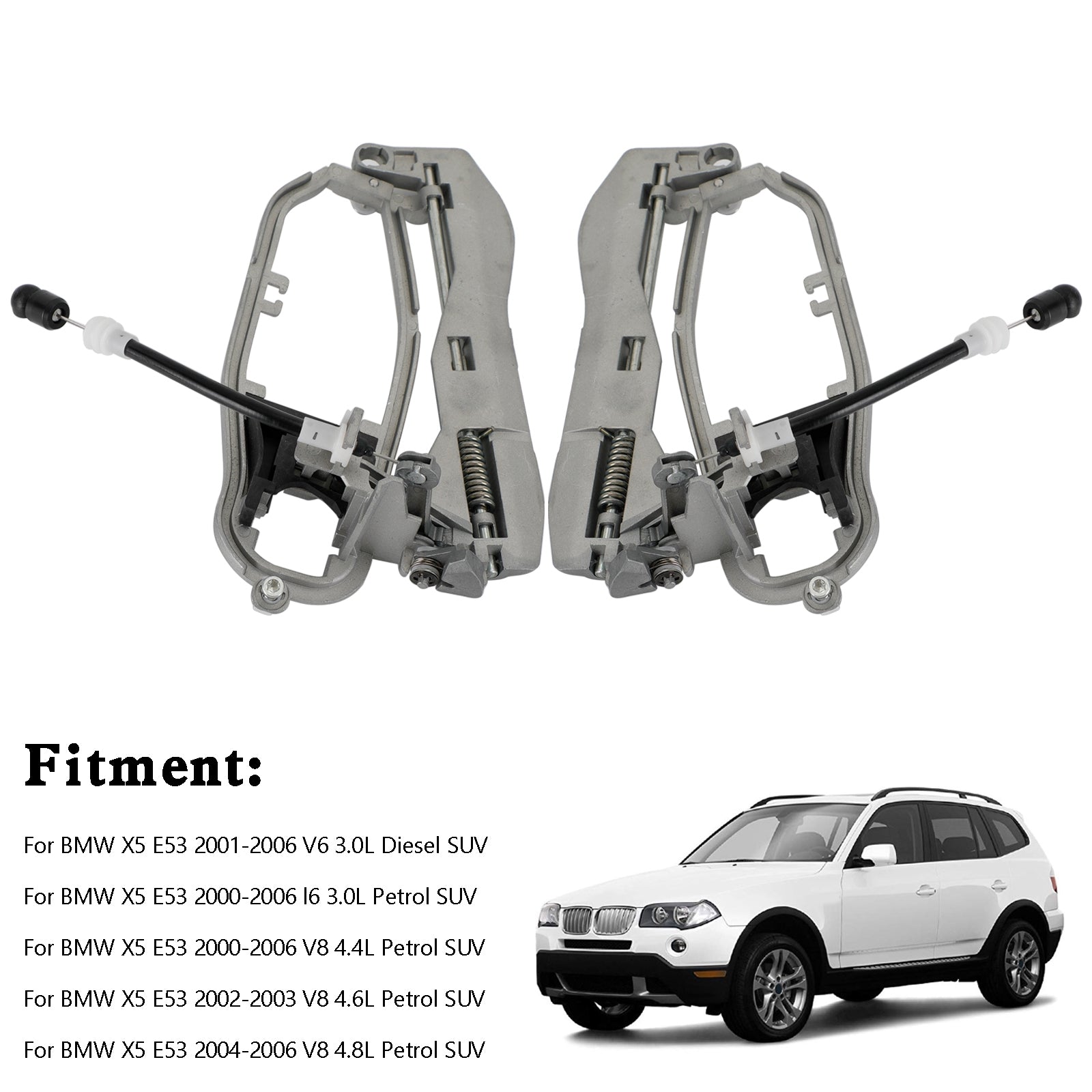2002-2003 BMW X5 E53 V8 4.6L Petrol SUV Front Left Right Door Handle Carrier 51218243615/16
