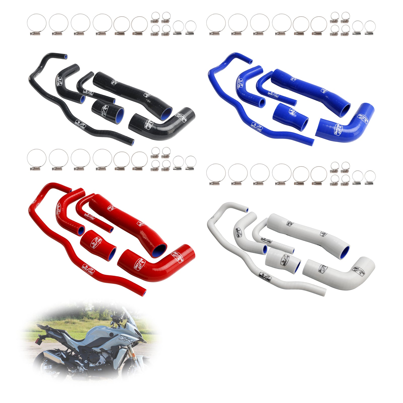 2021-2024 BMW S1000XR Silikon Radiator kjølevæskesett Kit