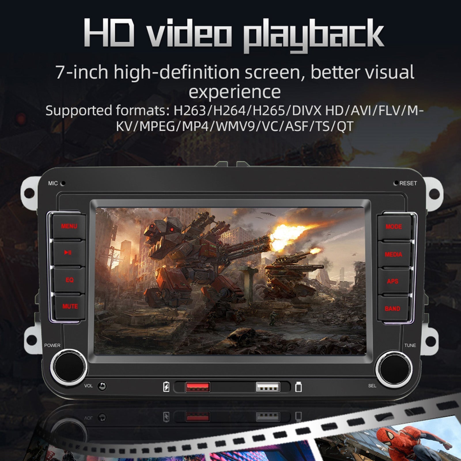 7" Volkswagen Auto Bluetooth Radio MP5 Autospeler Draadloze Carplay + 4 LED Camera