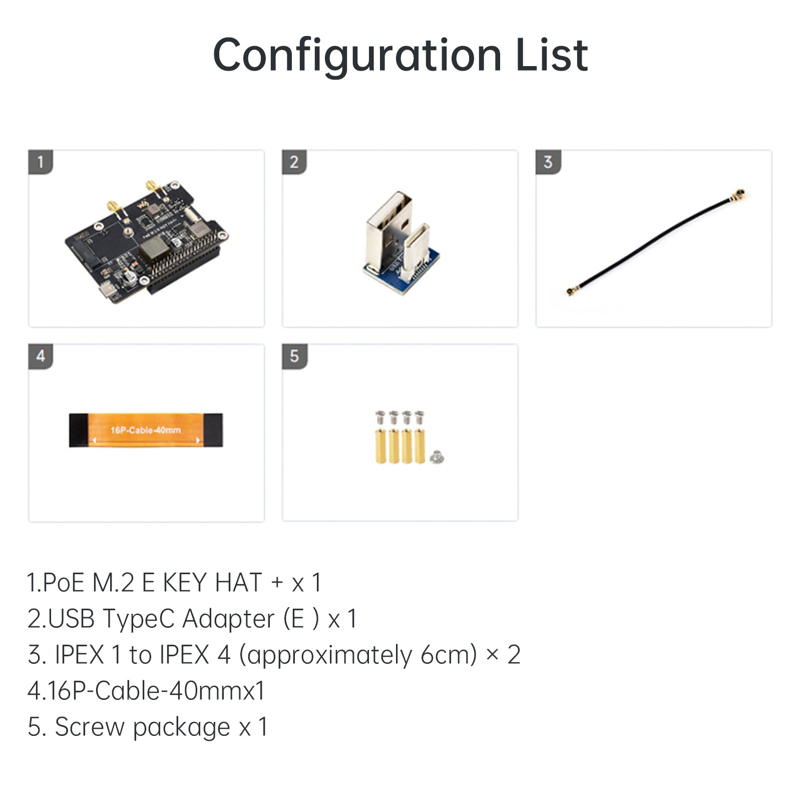 Raspberry Pi 5 PCIe a M.2 E Key con placa adaptadora de fuente de alimentación Ethernet PoE