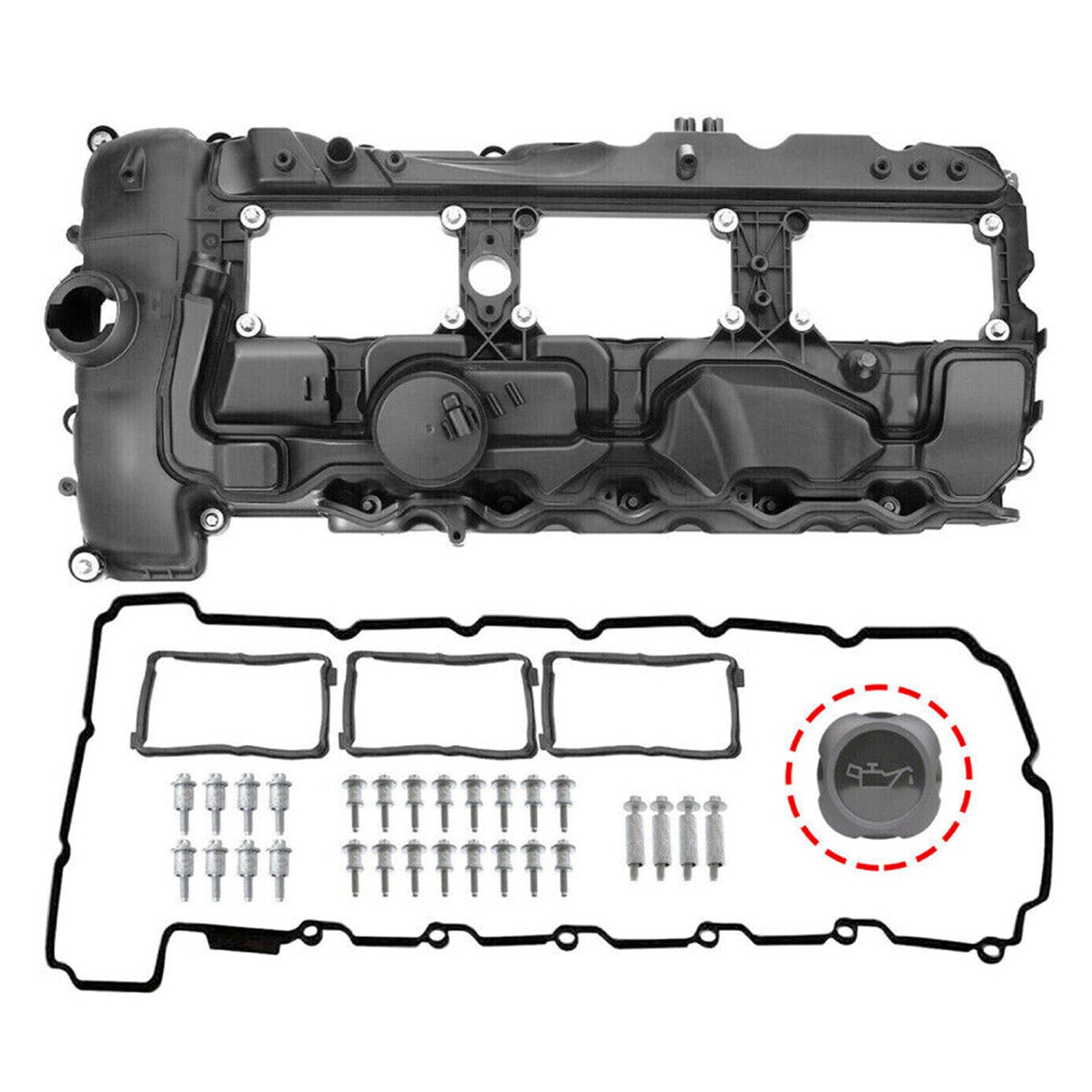 2013-2017 BMW 640i Gran Coupe N55B30 3.0T Valve Cover w/ Gasket+Cap 11127570292
