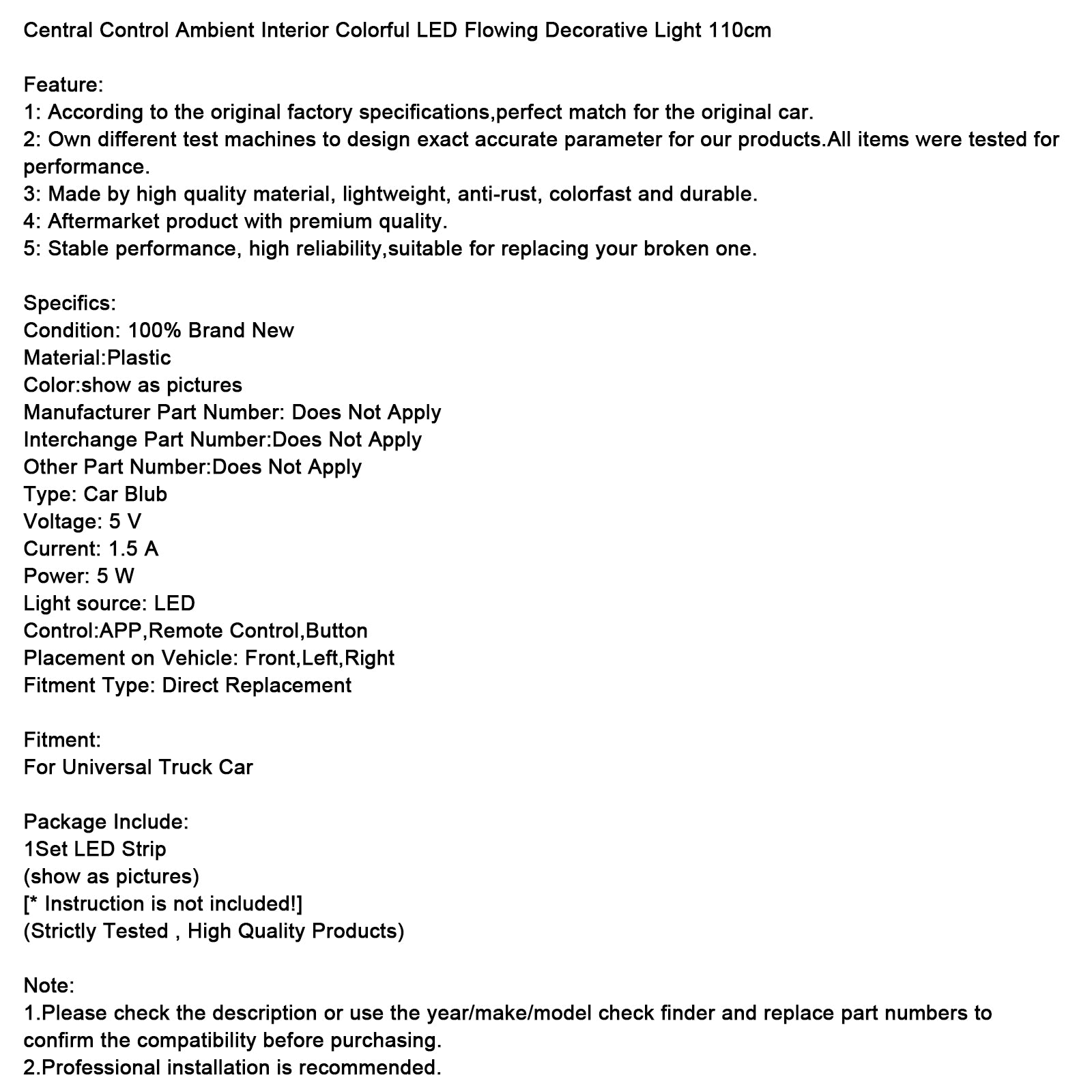 Centrale bediening Ambient Interior Kleurrijk LED vloeiend decoratief licht 110 cm