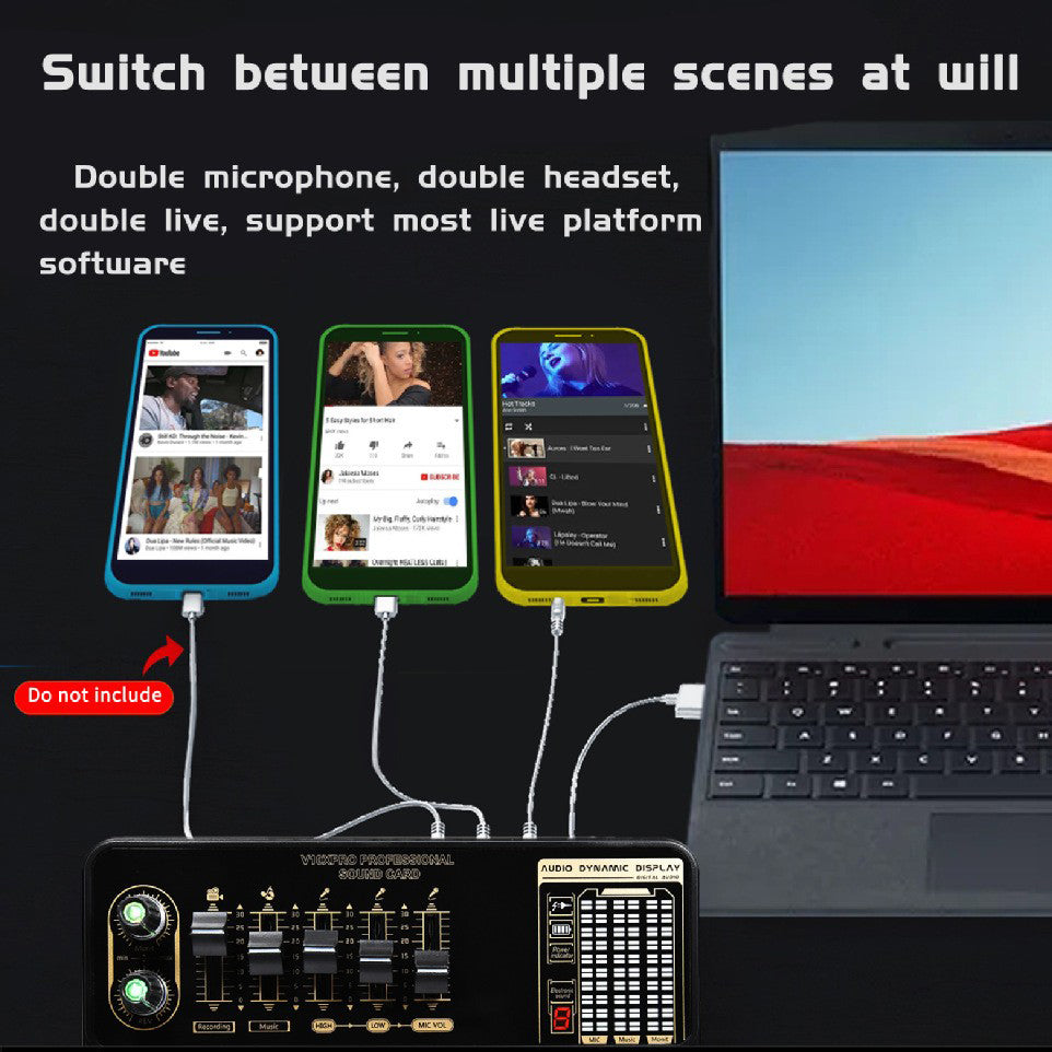 V10 Live Sound Card Set Condenser M800 Microphone Mobile Karaoke Computer Live Tik Tok Equipment Set