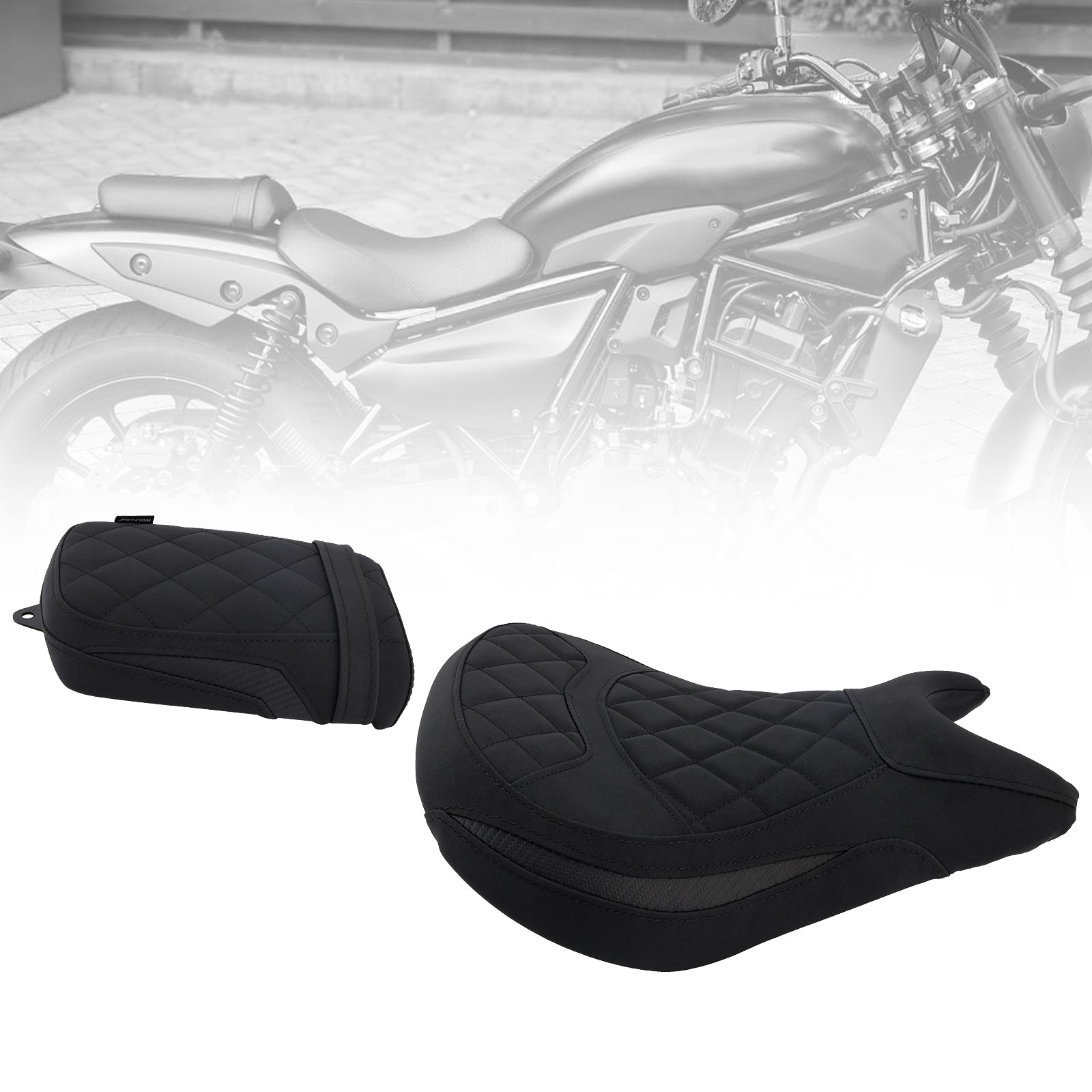 Lower Front W/ Rear Seat Lower Pillion Black For Kawasaki Eliminator 500 24-25