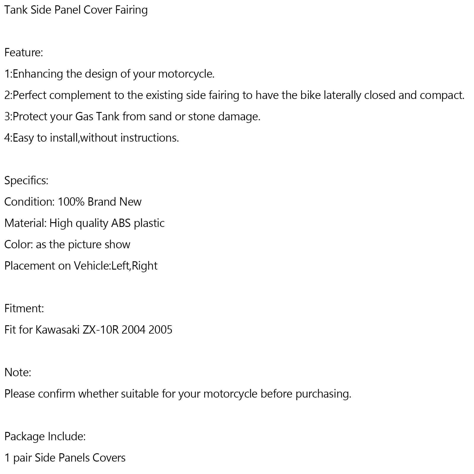 2004 2005 Kawasaki ZX 10R Tank Tink Tink Tink Cover Panel Cowl Cowl