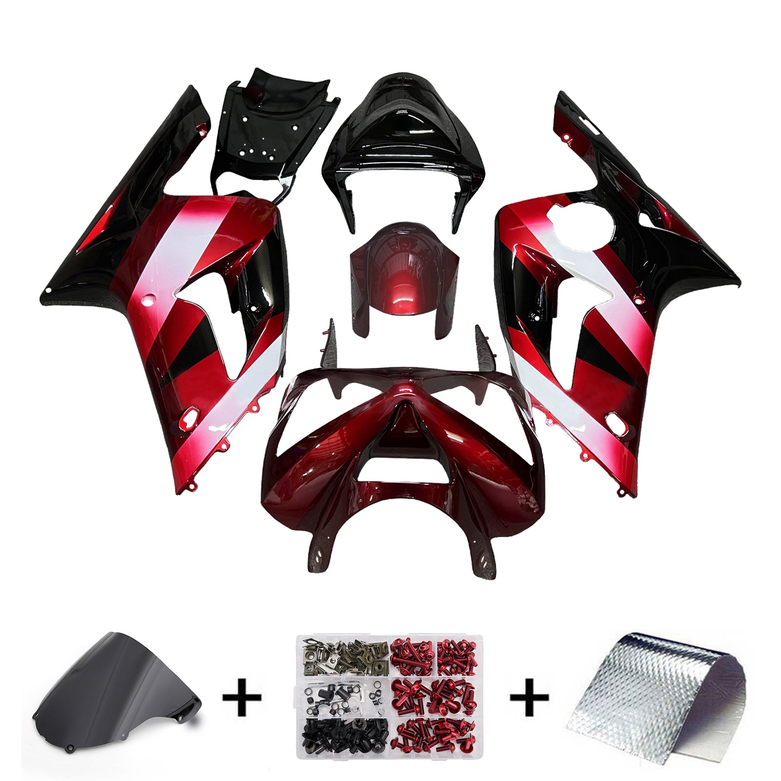 Kit de carénage d'injection Bodywork Abs en plastique ajusté pour Kawasaki ZX6R 636 2003-2004