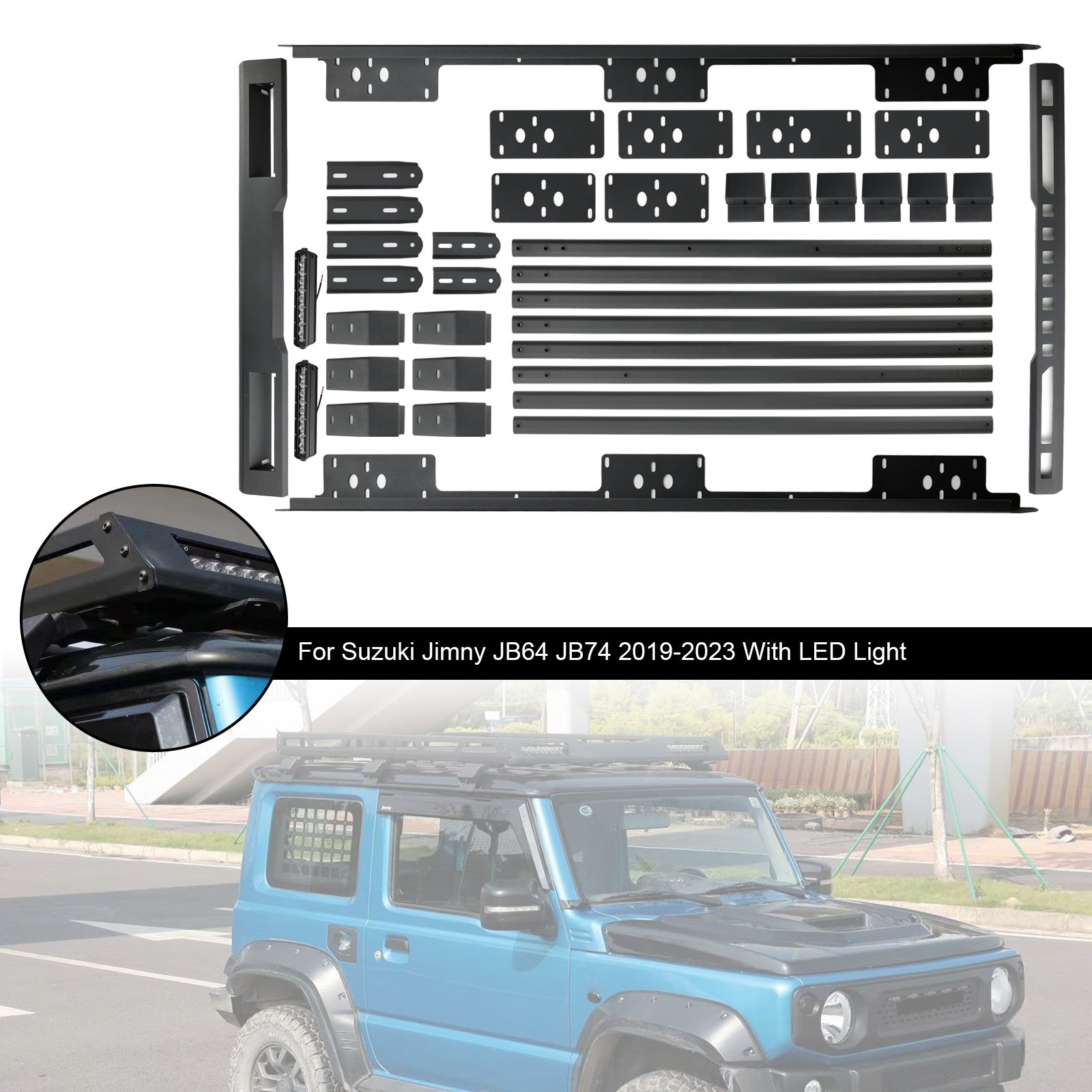 2019-2023 Suzuki Jimny met led-licht aluminium imperiaalbagagerek