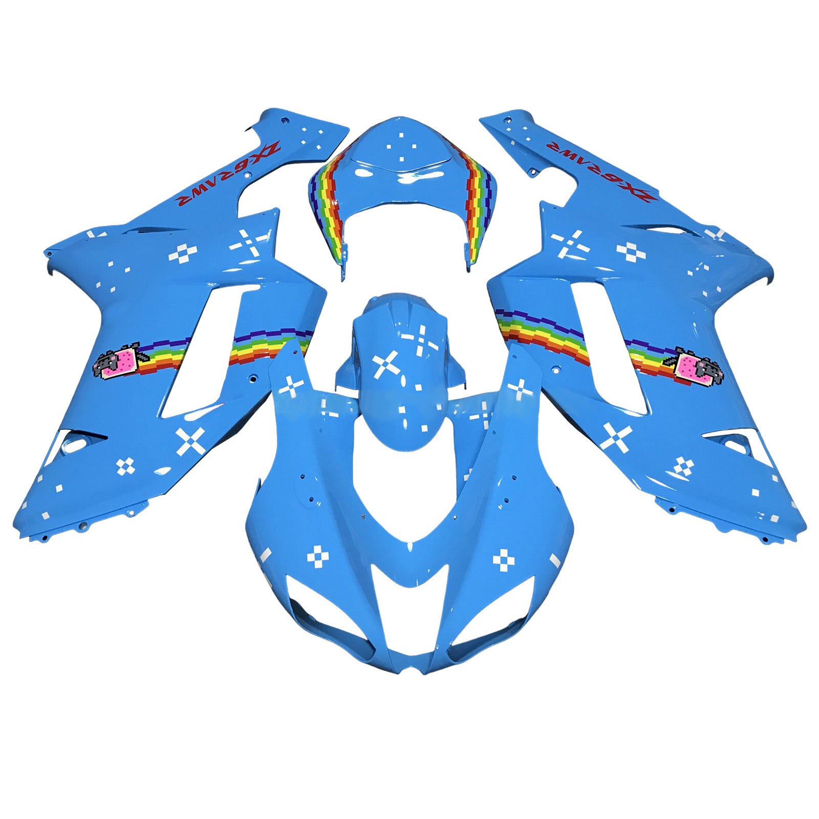 Injeksjon Fairing Kit Bodywork Plast Abs Fit for Kawasaki ZX6R 636 2007-2008