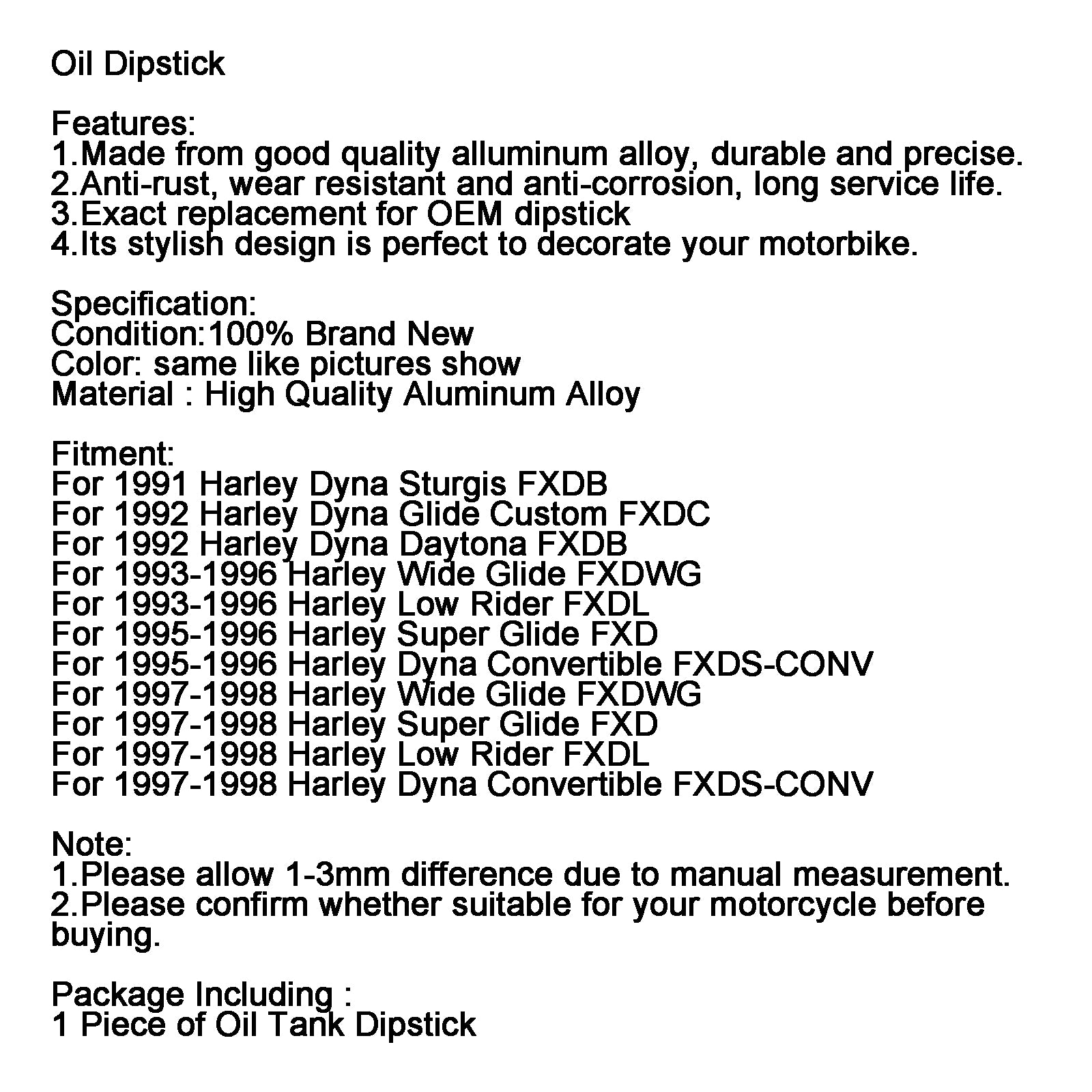 Zátka na uzáver olejovej mierky pre dynu široké kĺzanie FXDL 1991-1998 0710-0001