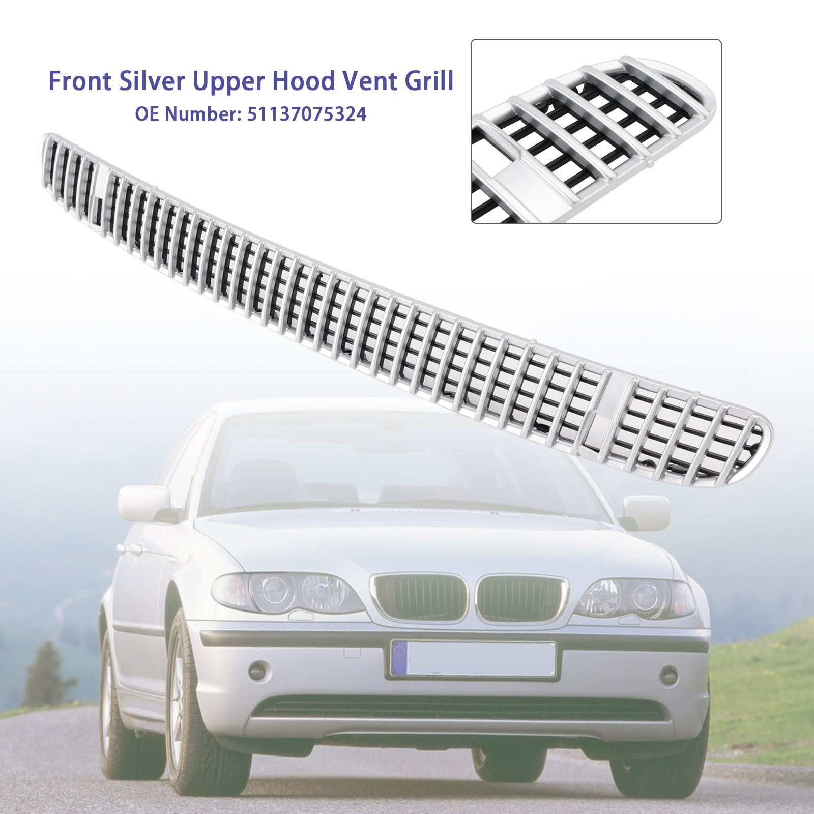 2002-2005 BMW E46 Fram Silver Övre Huv Ventilator 51137075324