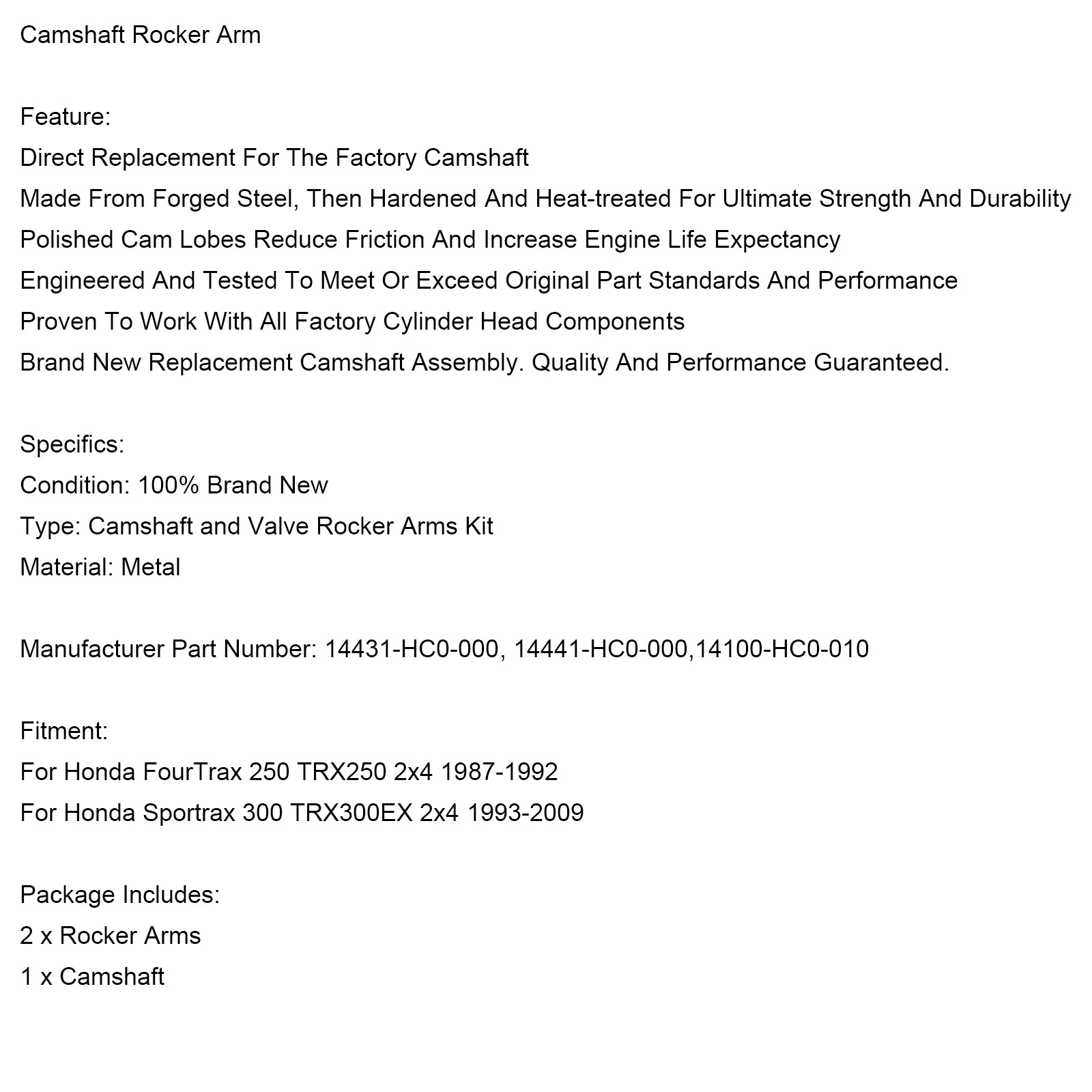 Nokkenas Tuimelaar Voor Honda Fourtrax 250 TRX250 87-92 Sportrax 300 TRX300 93-09