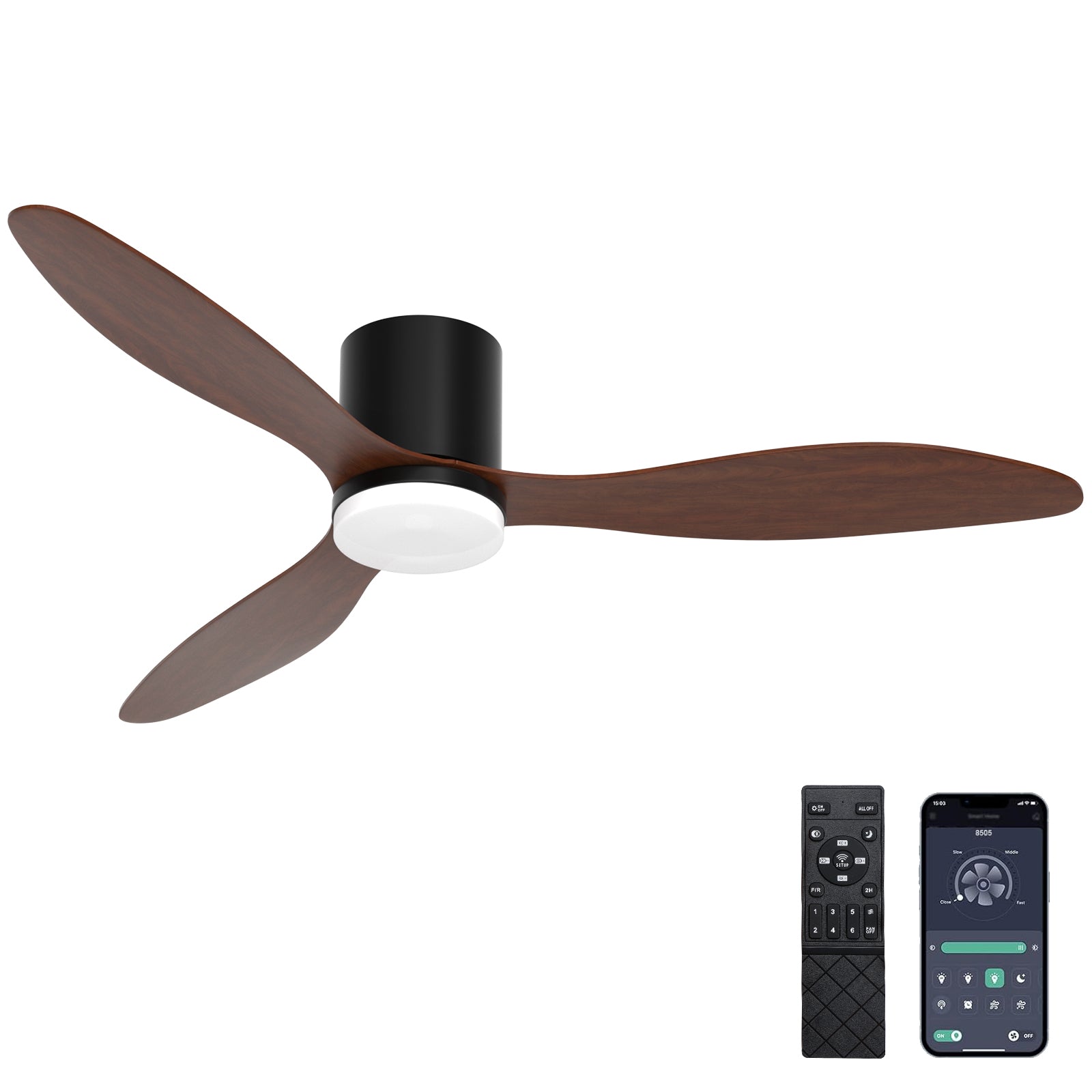 Remote/App Control 42" Profile Ceiling Fan with Lights Dimmable LED DC Motor