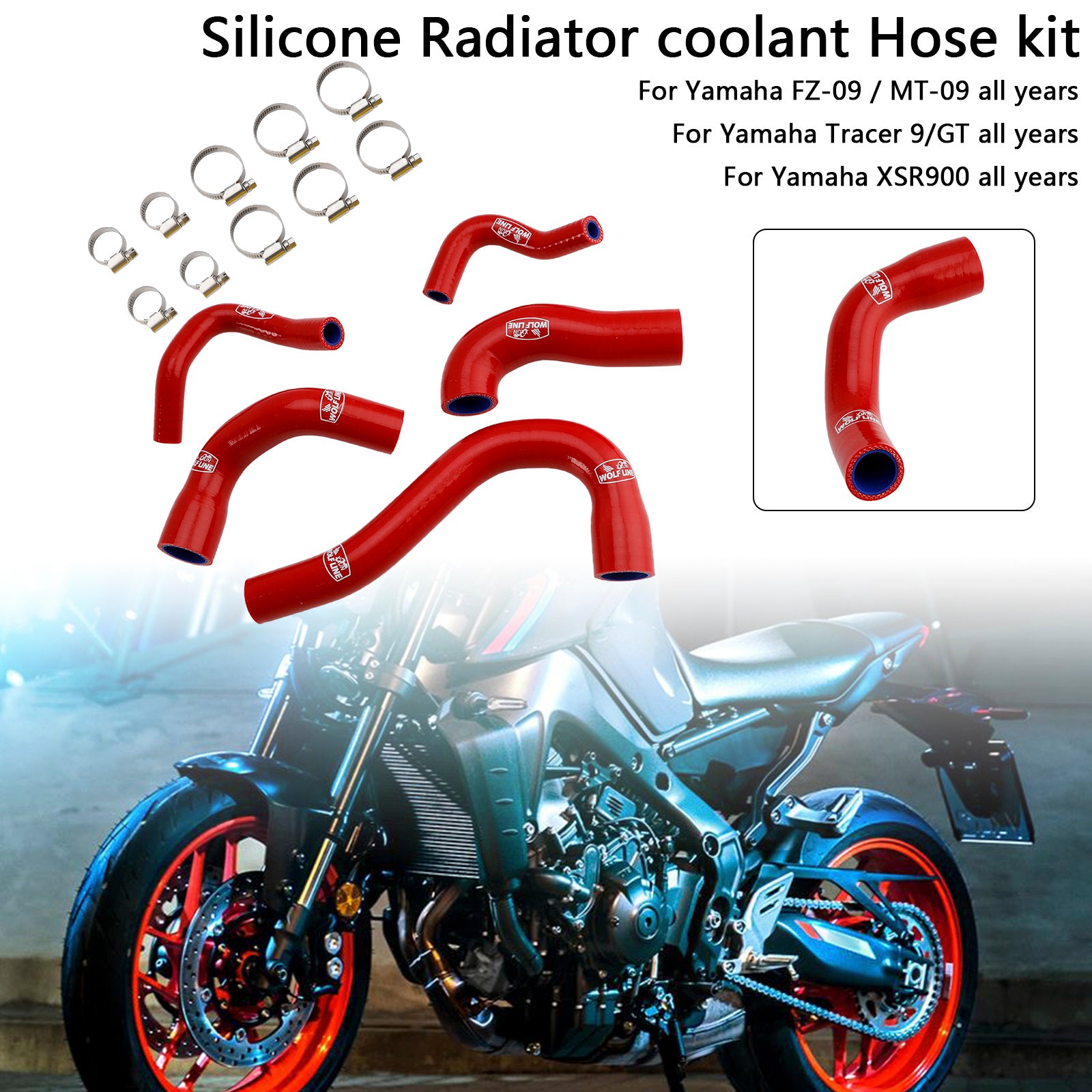 Yamaha MT-09 XSR900 TRACER 9/GT Todos os anos Silicone Radiator Coolant Mangueira