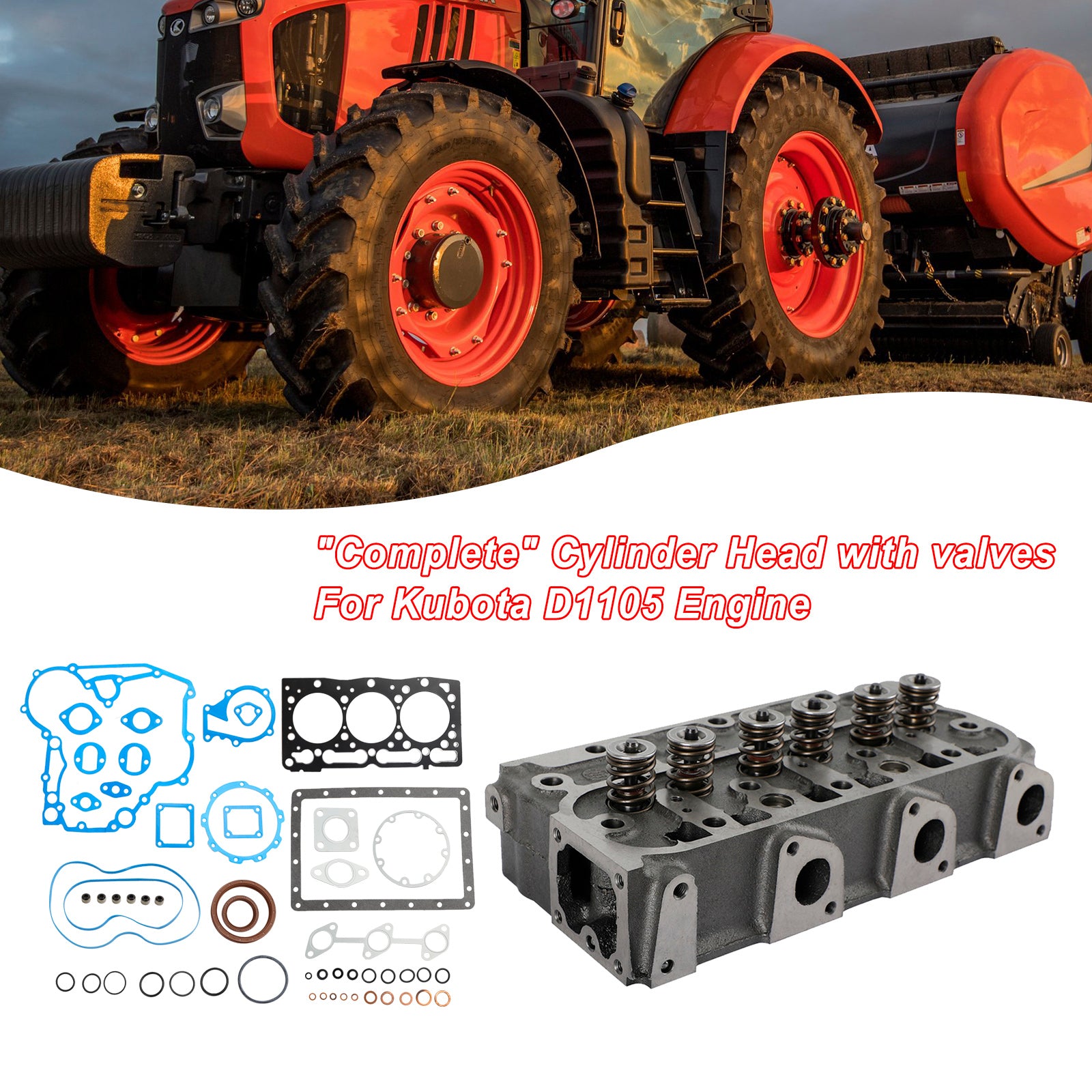 KUBOTA UITILTY VECHILCE RTV1100 RTV1100CW9 Kompletná hlava valcov s ventilovou pružinou & Súprava tesnení D1105 RTV1100