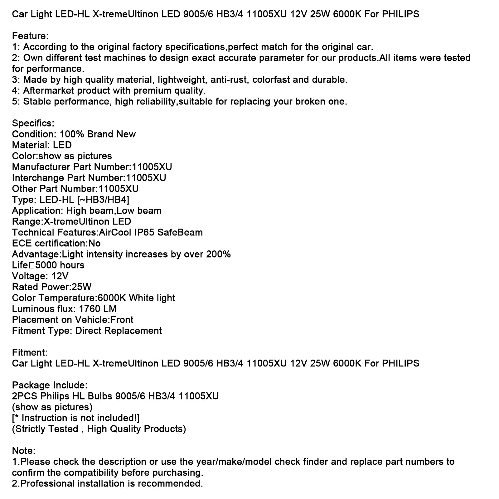 Automobilové svetlo LED HL X-TREMULTINON LED 9005/6 HB3/4 11005XU 12V 25W pre Philips