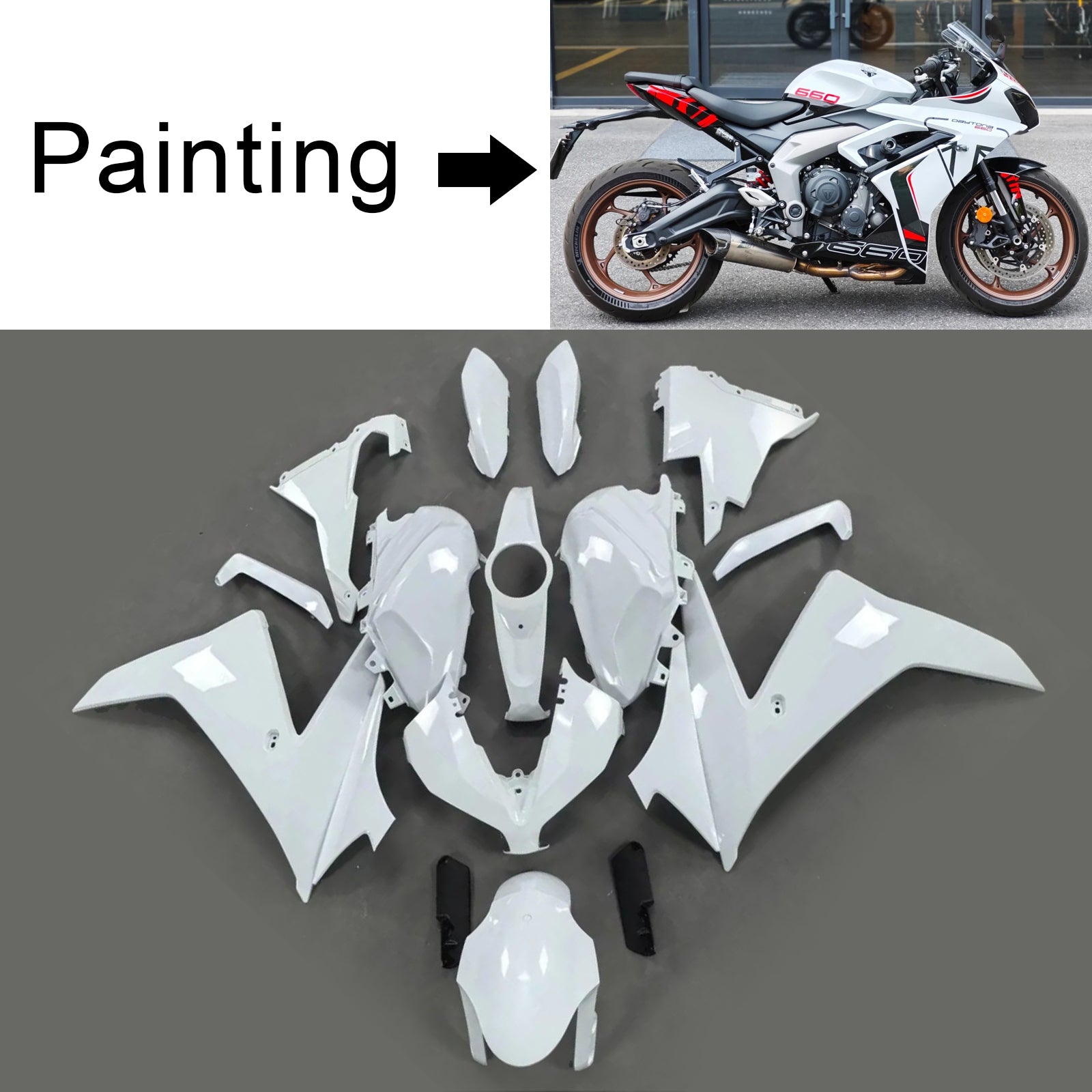 2024-2025 Triumph Daytona 660 injektionsmässa kit Bodywork Plastic ABS
