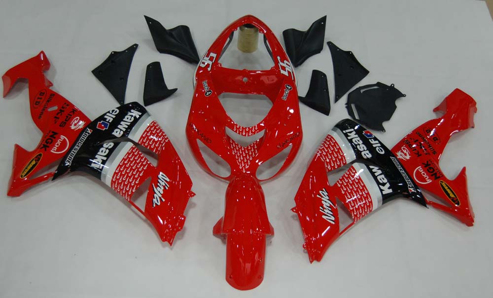 2006-2007 Kawasaki ZX 10r Red Black Racing Fairings générique