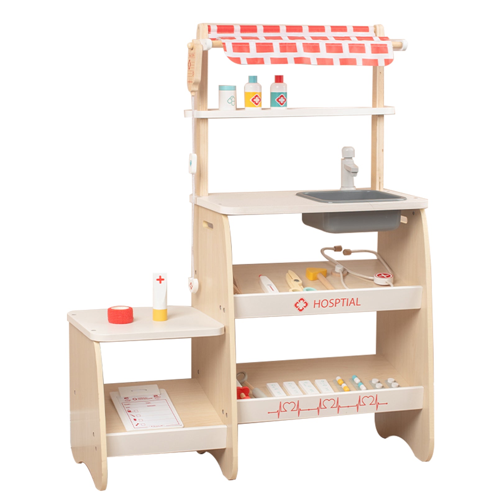 Juego de juguetes de simulación con soporte para clínica médica para niños con 22 accesorios a partir de 3 años