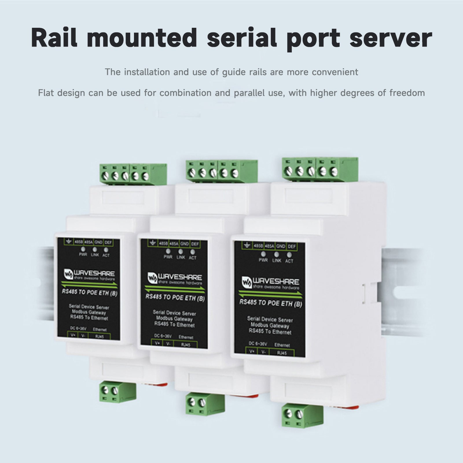 Industriell klass Rs485 till RJ45 Ethernet-modul Multi-värd till seriell portserver