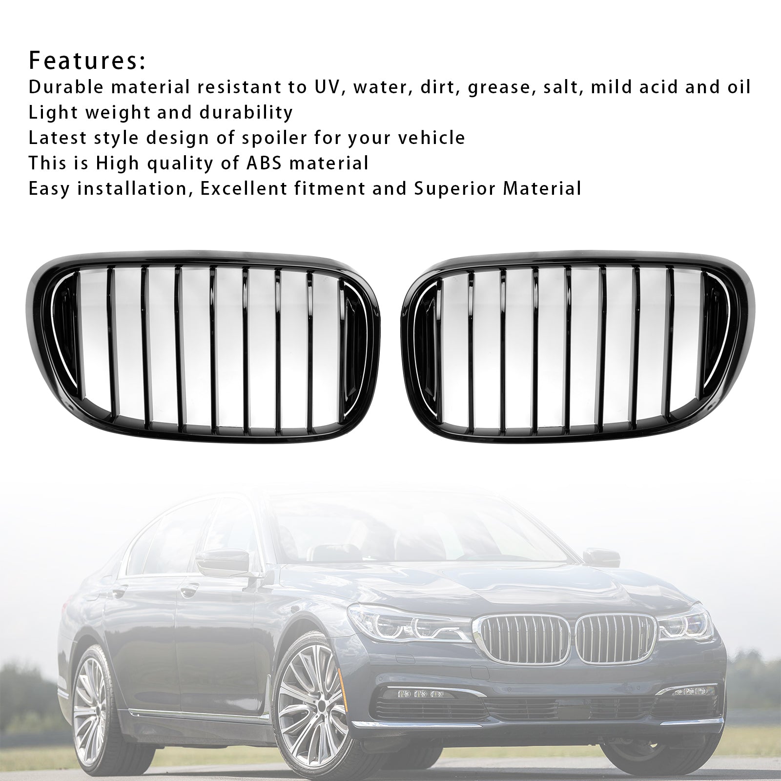2016-2018 BMW 7-Series G11 G12 740I 750i Gloss Black Front Kidney Grille