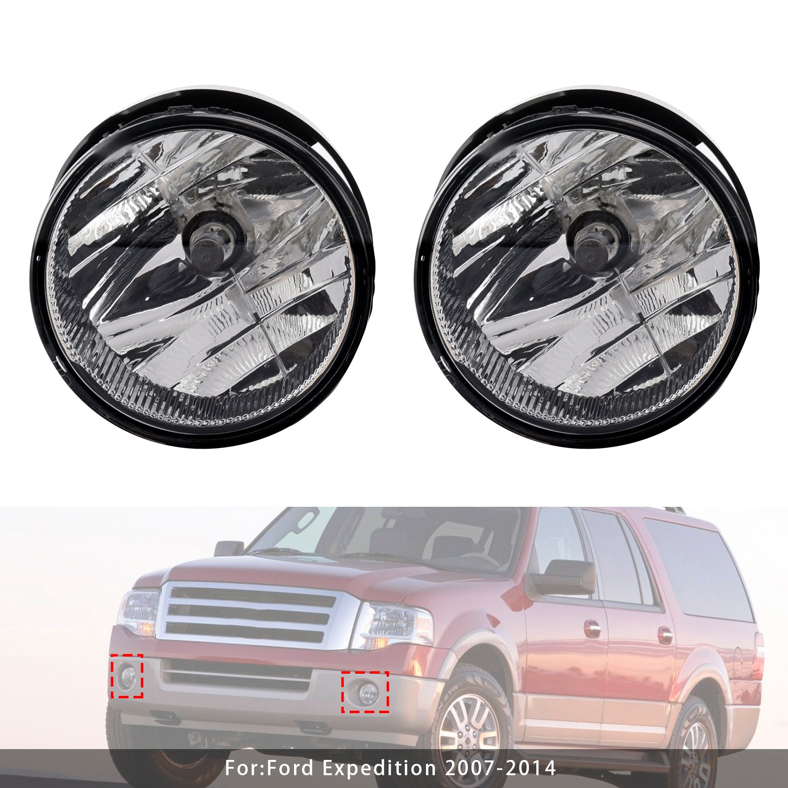 Pair Front Fog Light Lamps With Bulbs For Ford Expedition 2007-2014 Clear Lens