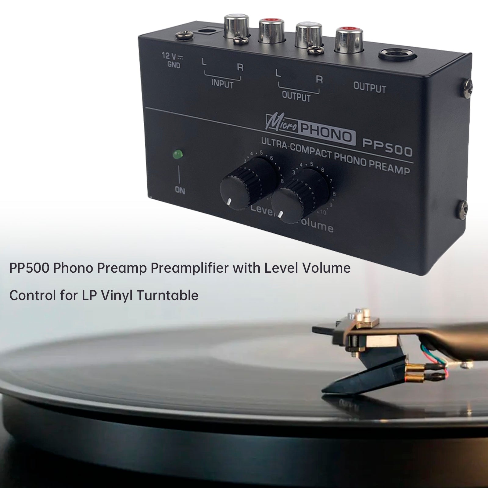 PP500 Phono Preamp Preamplifier with Level Volume Control for LP Vinyl Turntable