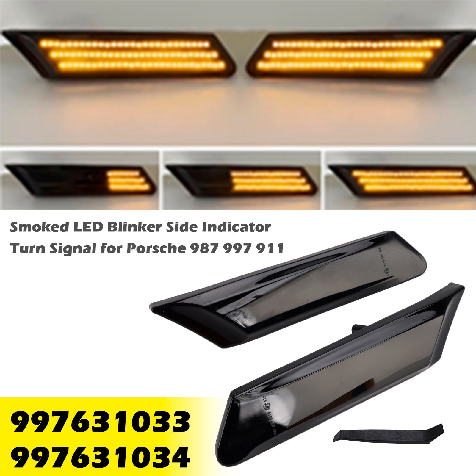 Clignotant LED fumé, indicateur latéral, clignotant pour Porsche 987 997 911