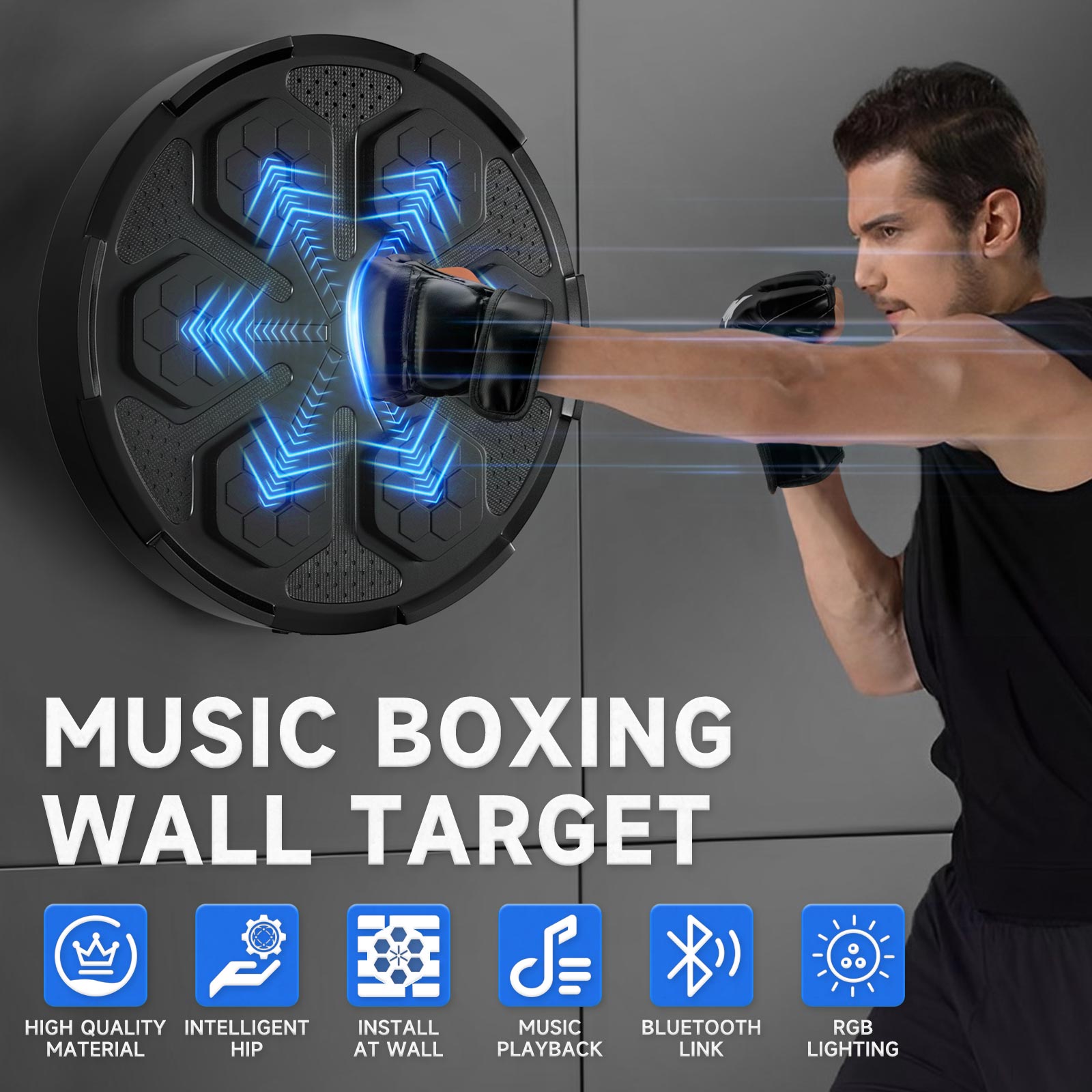 Väggmontering boxningsträning mål fitnessformning laddningsbar Bluetooth -musik inomhus react träningsmaskin