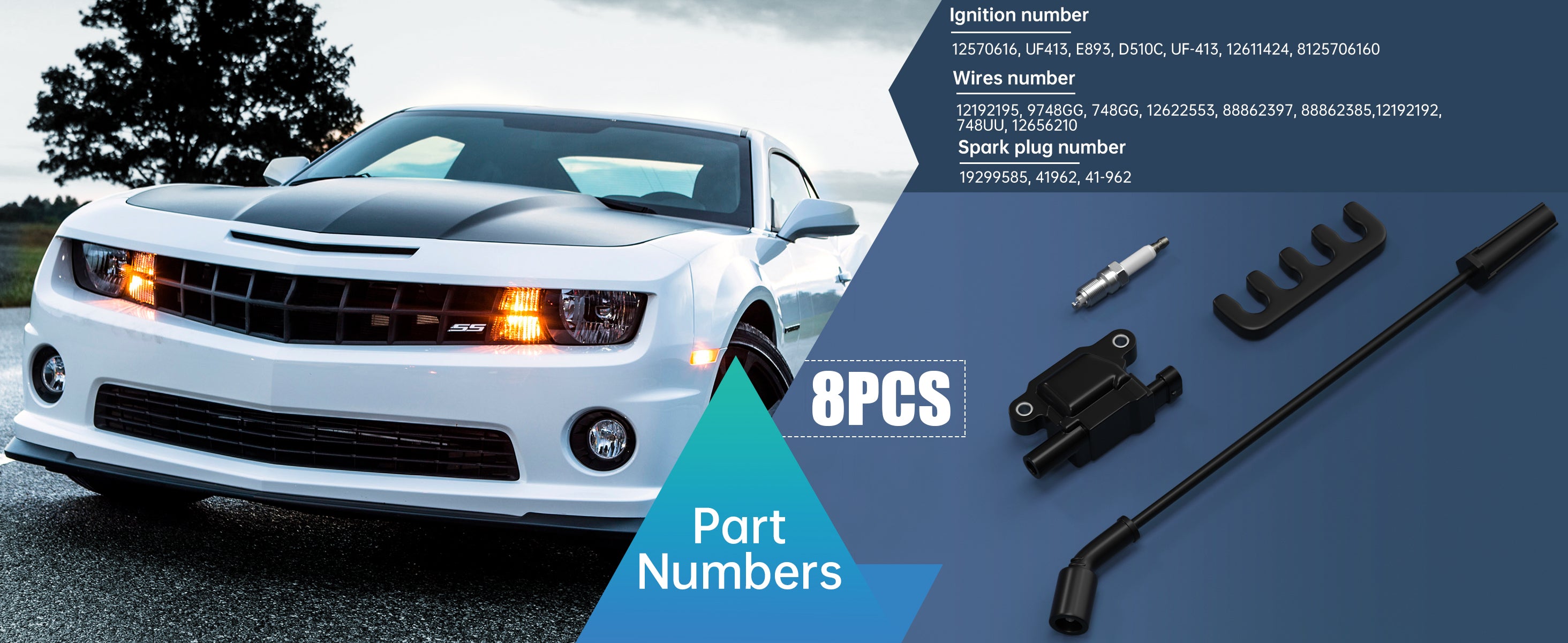 8ks Silverado 1500 Tahoe GMC Square Ignition Coil+Zapaľovacia sviečka+drôty 12611424